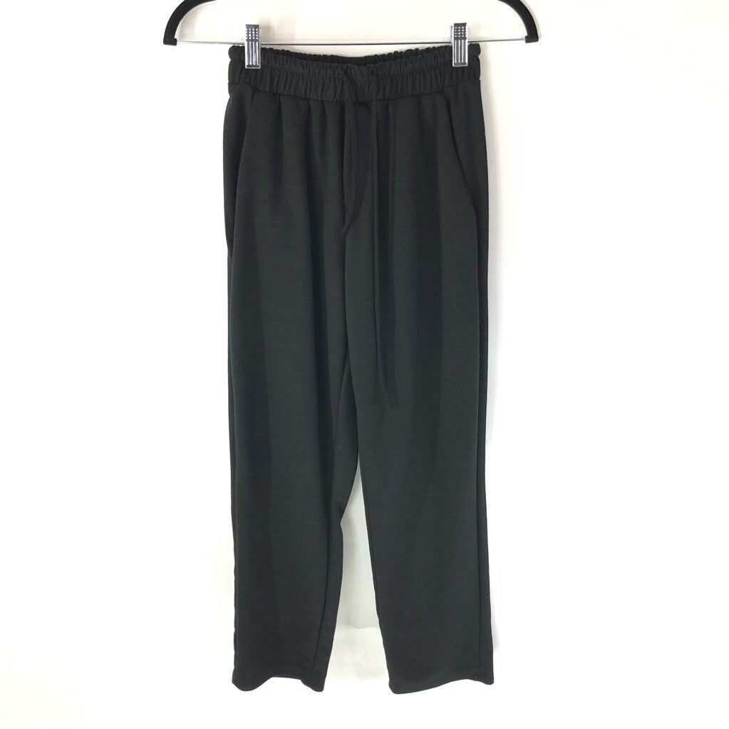Zara Zara Basic Womens Cropped Pants Black Adjustable Drawstring Size 22" - 1 Thumbnail
