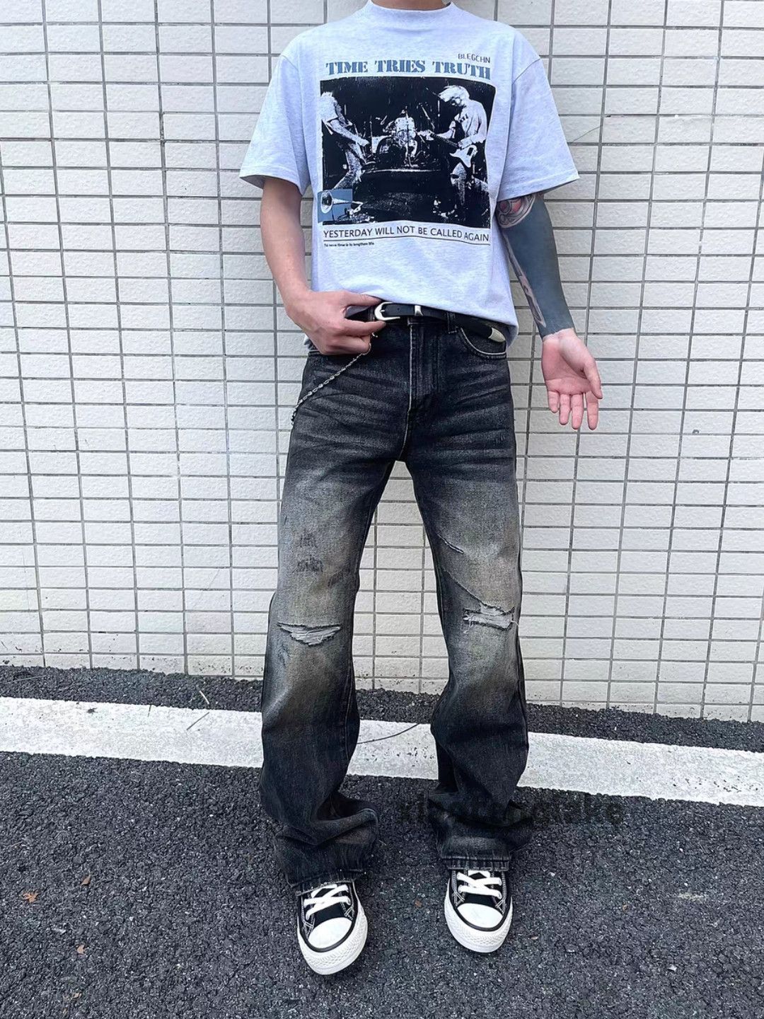 Jean × Vintage Washed faded rusty stain grunge damaged ripped jeans Size US 28 / EU 44 - 5 Thumbnail