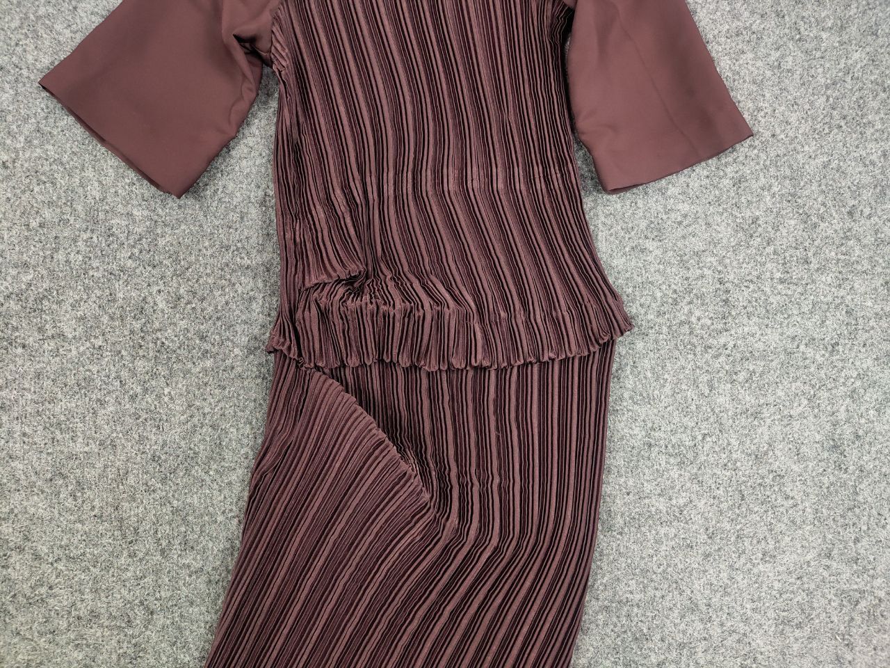 Designer Vintage Lesley George London pleated long asymmetric Dress Size M / US 6-8 / IT 42-44 - 8 Thumbnail