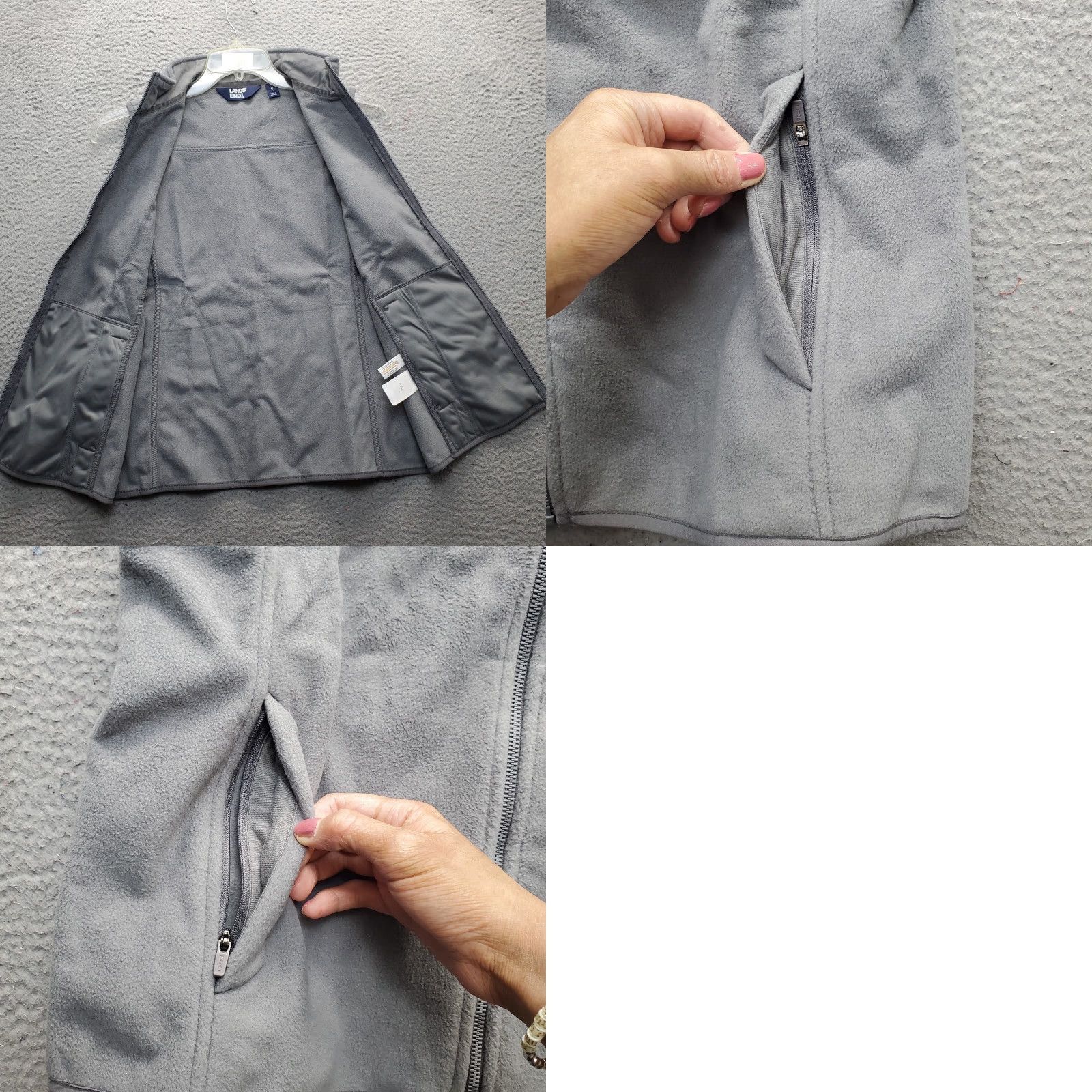 Lands' End Lands' End Marinac Vest Womens S Gray Fleece Sleeveless Mock Neck Full Zip Size S / US 4 / IT 40 - 8 Thumbnail
