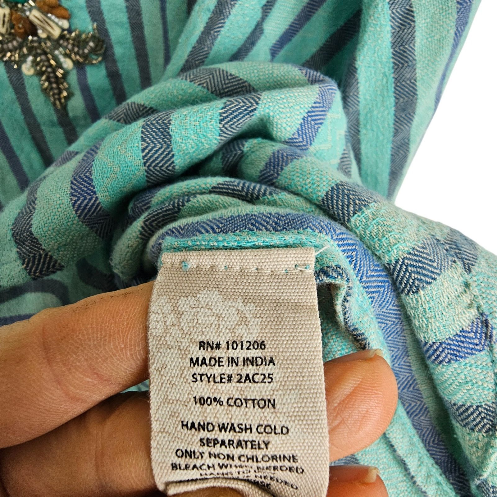 Soft Surroundings Soft Surroundings Tortola Beaded Tunic Sz L Striped Coastal Size L / US 10 / IT 46 - 9 Thumbnail