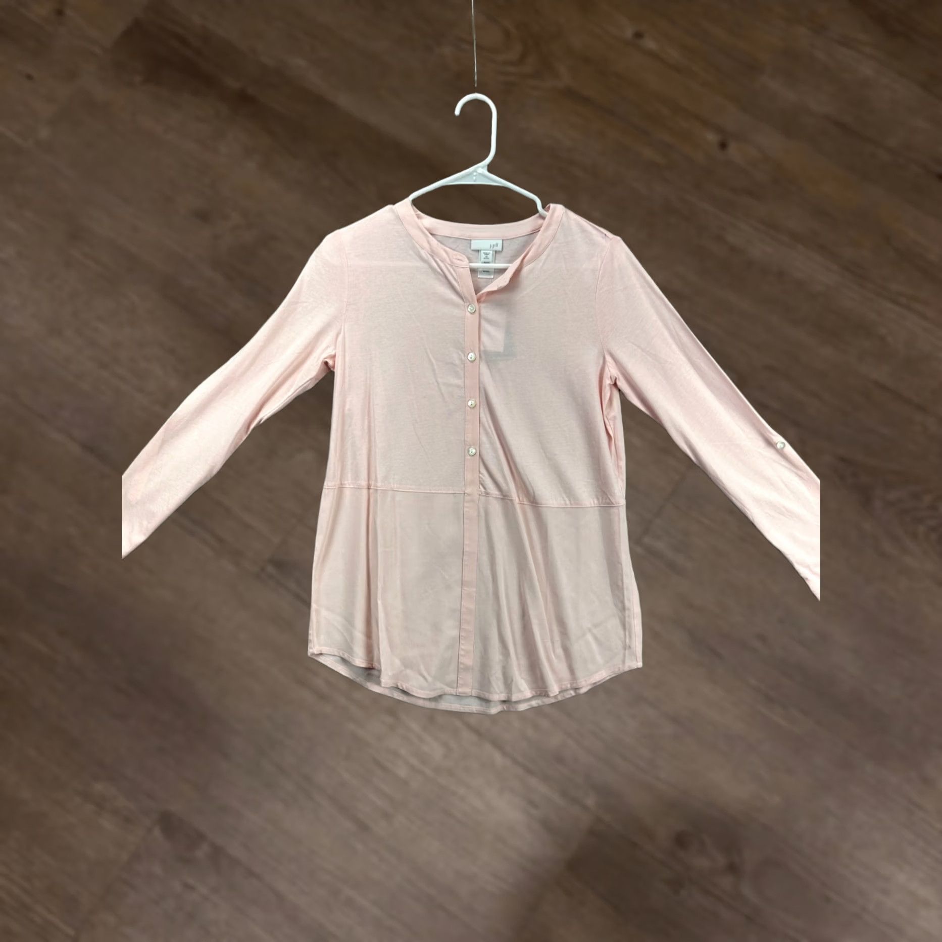 J. Jill J. Jill Shirt Womens XSP Petite Light Pink Henley Long Sleeve Blouse Top NEW Size XS / US 0-2 / IT 36-38 - 1 Thumbnail