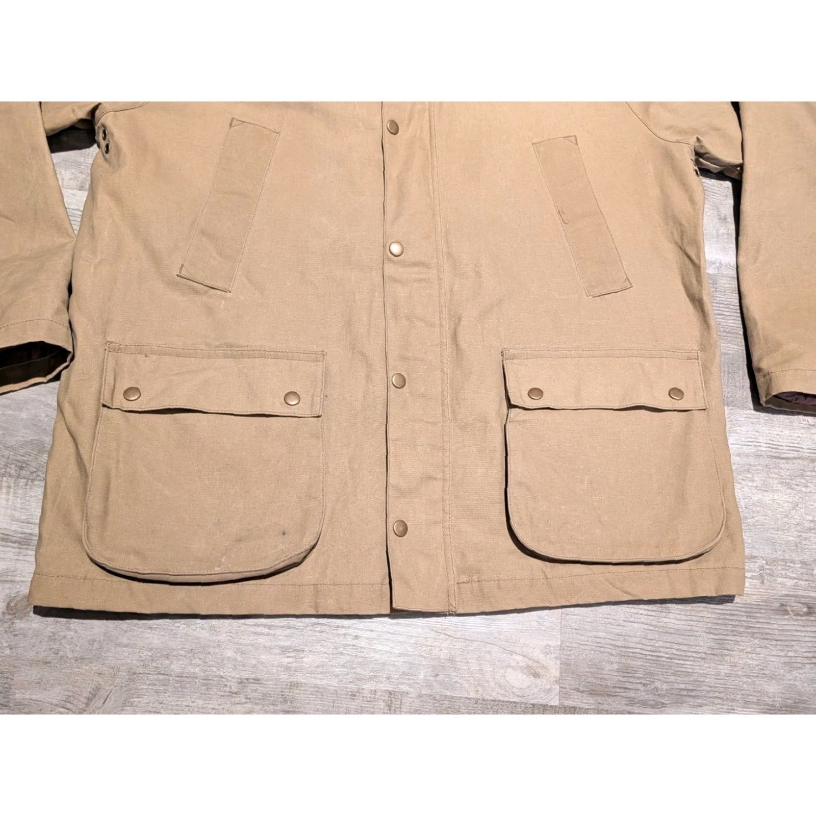 Vintage St Johns Bay Chore Jacket Mens XL Khaki Canvas Lined Workwear Barn Coat Size US XL / EU 56 / 4 - 2 Thumbnail