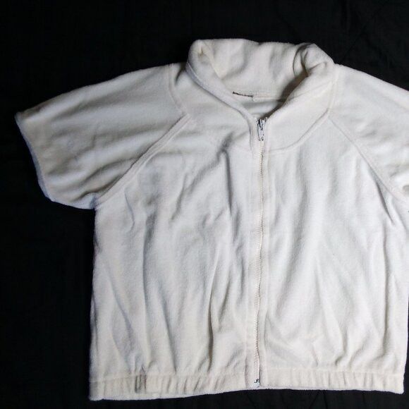 Other Vintage 60s Terry Cloth Zipper Shirt Top Short Sleeve Blouse Size M / US 6-8 / IT 42-44 - 2 Thumbnail