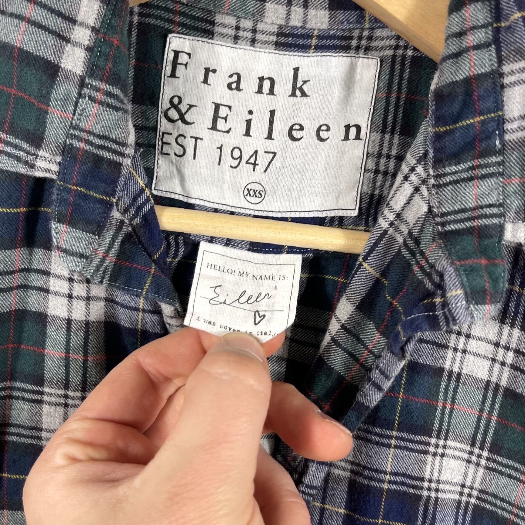 Frank & Eileen Frank & Eileen Shirt Women's XXS Plaid Green Blue Button-Up Cotton Italy Flannel Size XXS / US 00 / IT 34 - 3 Thumbnail