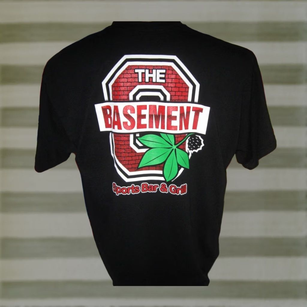 Gildan Nike Basement Sports Bar & Grill Northeast Ohio t Shirt Mens XL Black Gildan Dryblend Cotton Short Sleeve Graphic Print Crew Neck Vintage No Size US XL / EU 56 / 4 - 1 Thumbnail