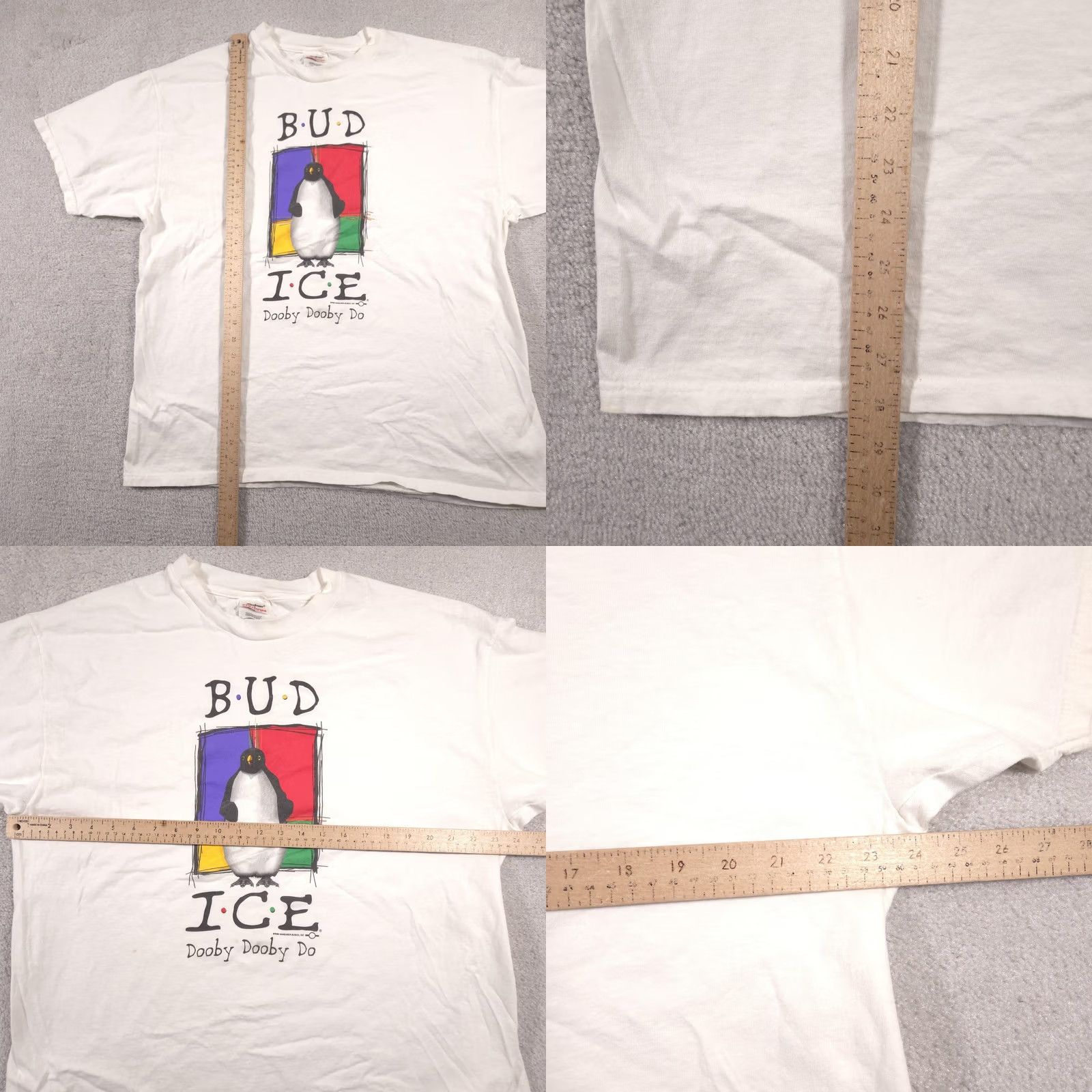 Hanes VINTAGE Bud Ice Shirt Mens XL White Penguin Dooby Dooby Do Beer Promo 90s Tee Size US XL / EU 56 / 4 - 9 Thumbnail
