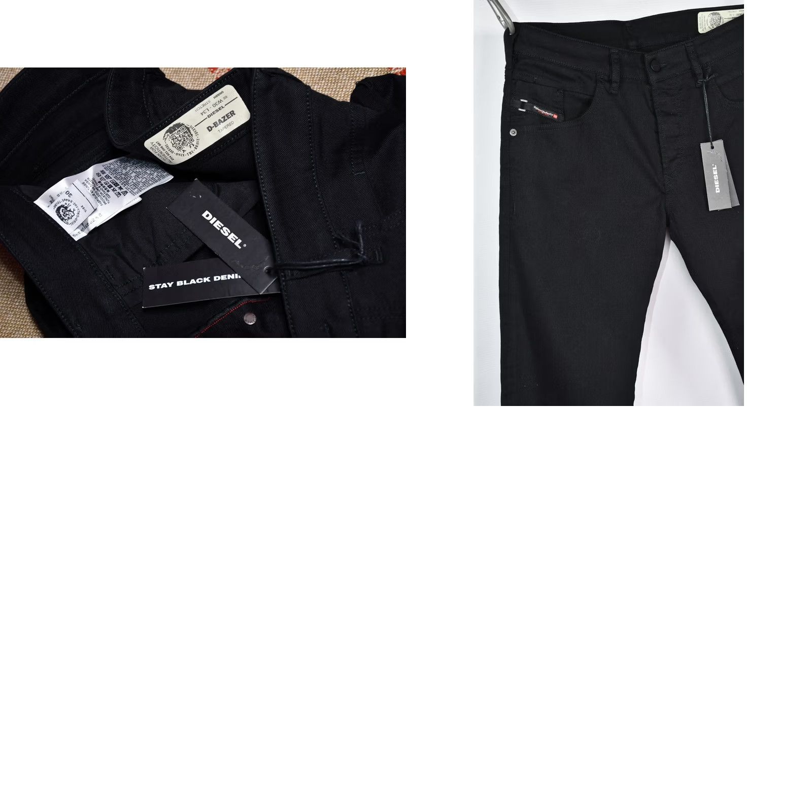 Diesel Diesel D-Bazer 0688H STRETCH TAPERED Jeans Men's W30/L34 Black Denim 5-Pocket Inseam 32.68in Classic Fit Size US 30 / EU 46 - 8 Thumbnail