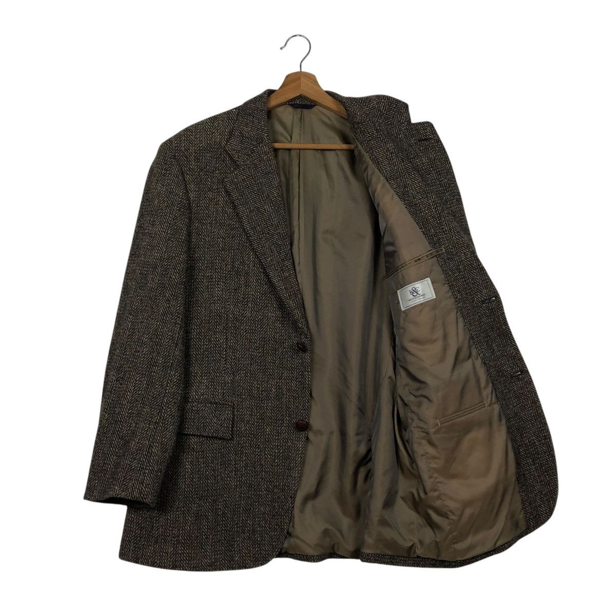 Harris Tweed 🔥VINTAGE WOOL HERRINGBONE JACKET HARRIS TWEED DOUBLE BREAST Size US M / EU 48-50 / 2 - 13 Thumbnail