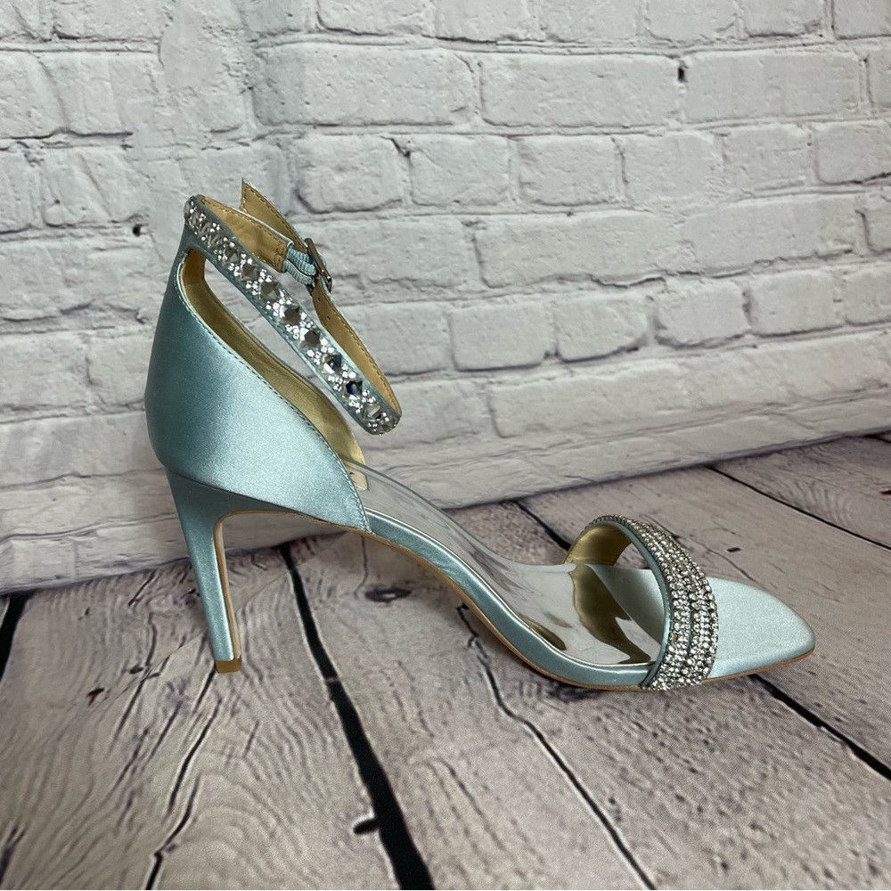 Badgley Mischka New Badgley Mischka Urina Urina Embellished Silk Mist Satin Size US 9 / IT 39 - 5 Thumbnail