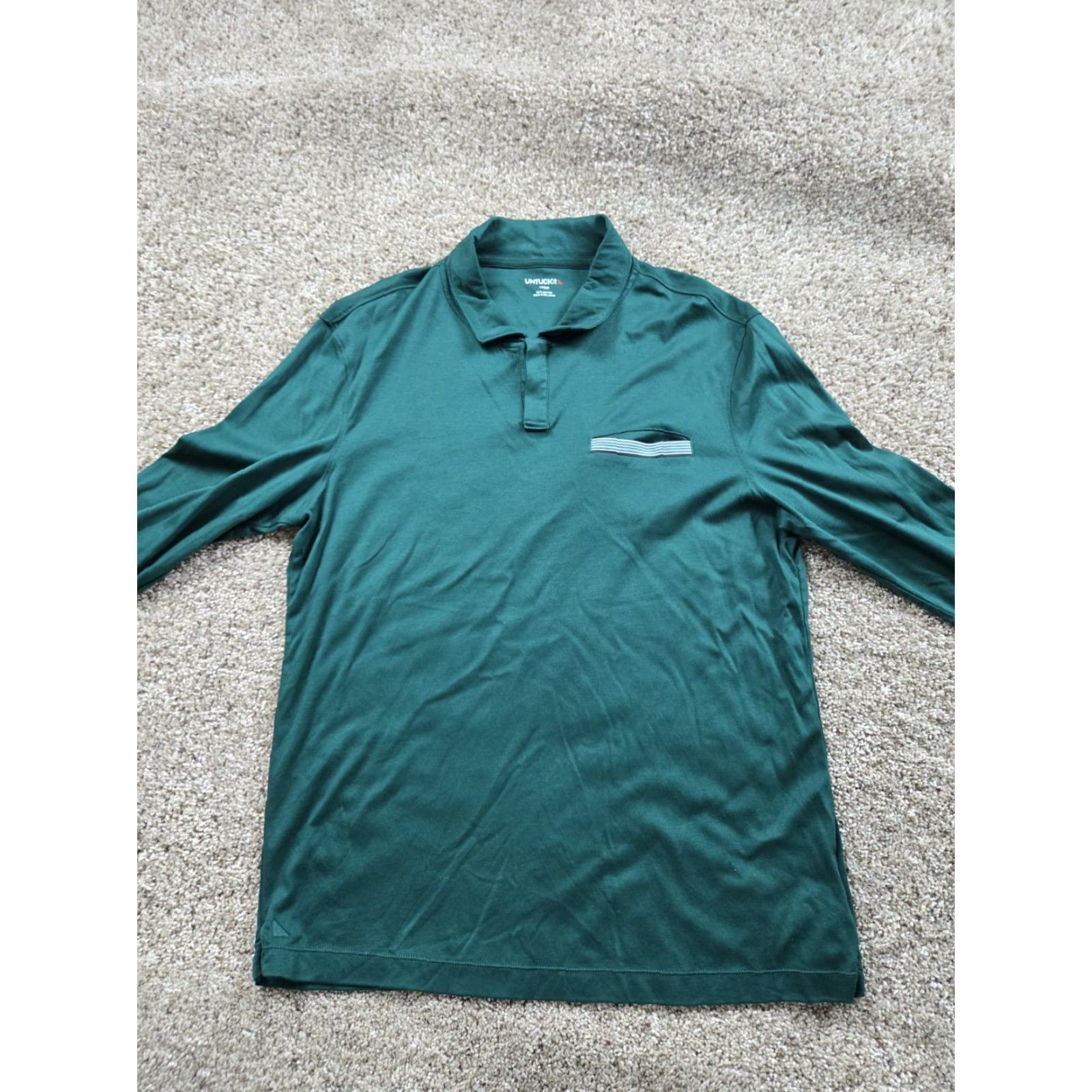 UNTUCKit UNTUCKit Polo Shirt Mens Large Green Long Sleeve Cotton Pullover Size US L / EU 52-54 / 3 - 3 Thumbnail
