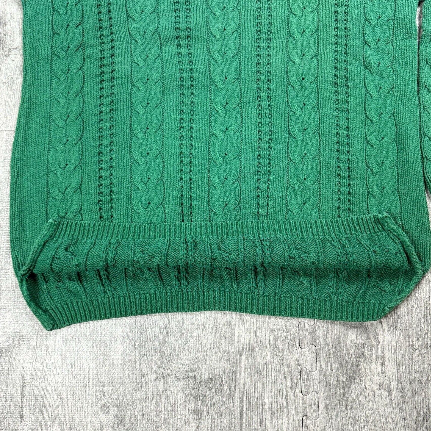 Vintage VINTAGE Rue21 Women's Cable Knit Sweater Pullover M Green 90s N/A Crewneck Long Sleeve Fall/Winter Knit Size M / US 6-8 / IT 42-44 - 6 Thumbnail