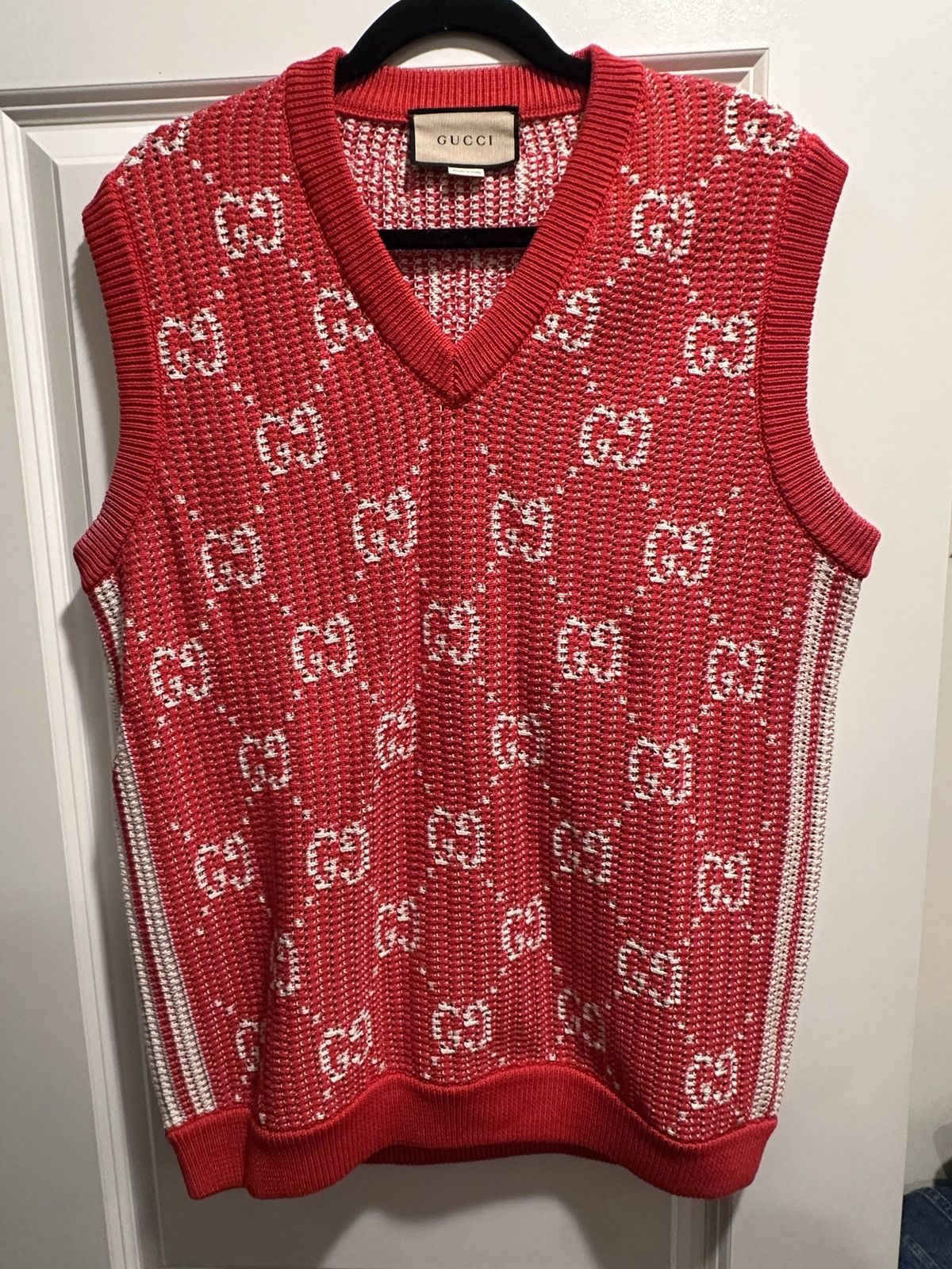 Gucci Red Gucci Vest Knit Size US XL / EU 56 / 4 - 1 Thumbnail