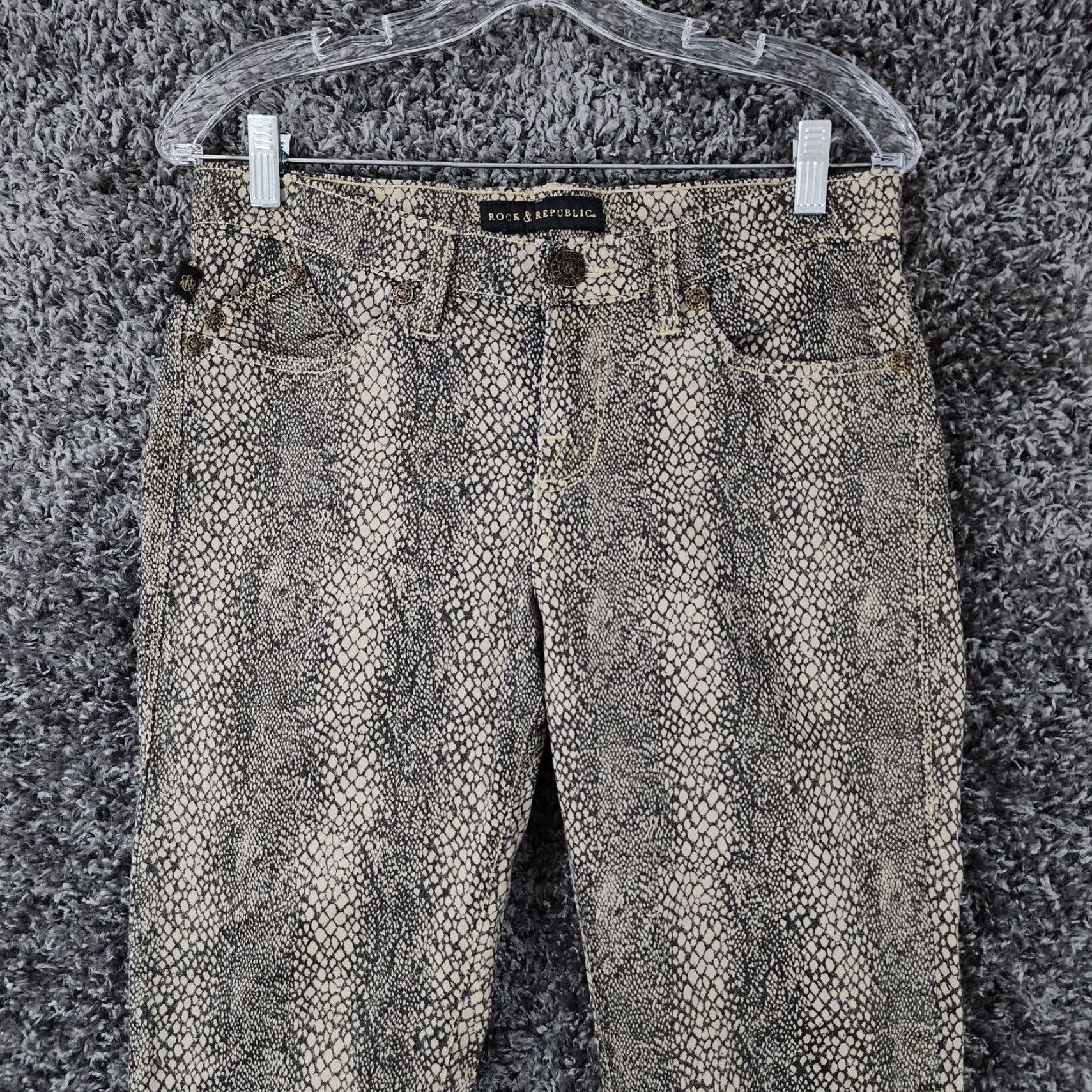 Vintage Rock & Republic Women's Beige Animal Print Chino Pants Size 10 Size 32" / US 10 / IT 46 - 2 Thumbnail