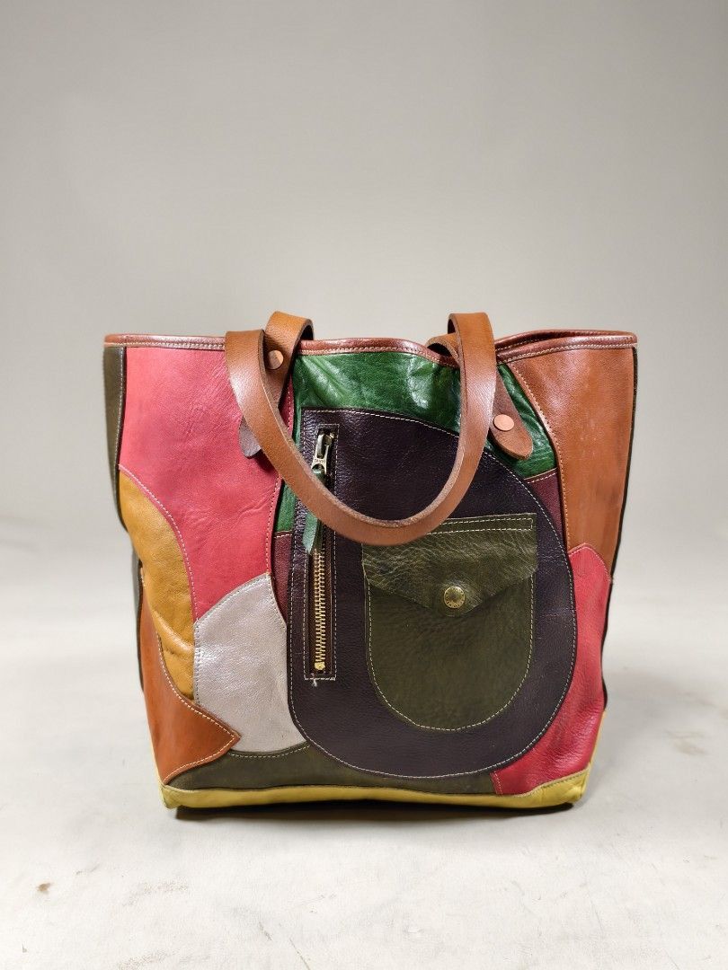 RRL Ralph Lauren Double RL Patchwork All-Leather Multi Color Tote Bag Size ONE SIZE - 2 Thumbnail