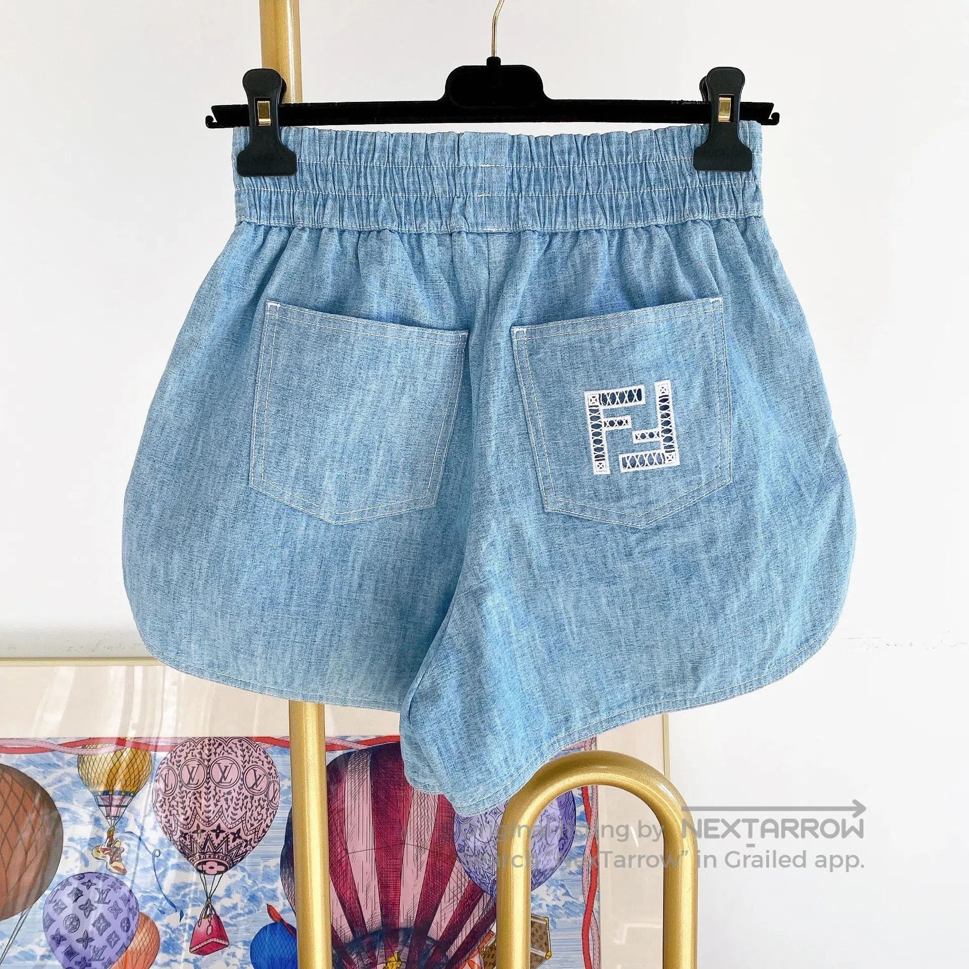 Fendi Fendi Blue Elastic Waist Shorts 38. Size 37" - 2 Thumbnail