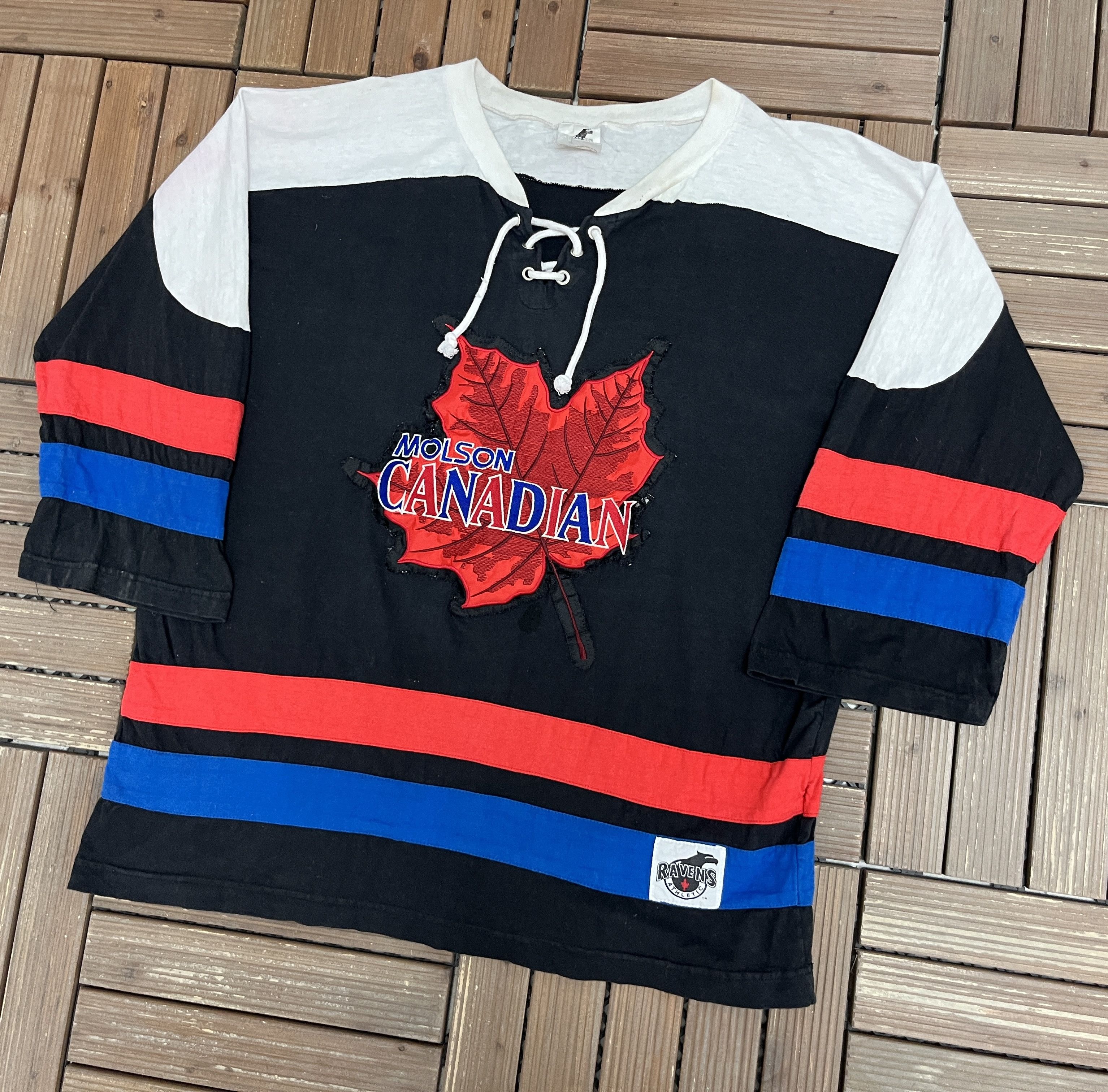 Vintage Molson Canadian Stitched Vintage Black 3/4 Sleeve Shirt Size US L / EU 52-54 / 3 - 3 Thumbnail