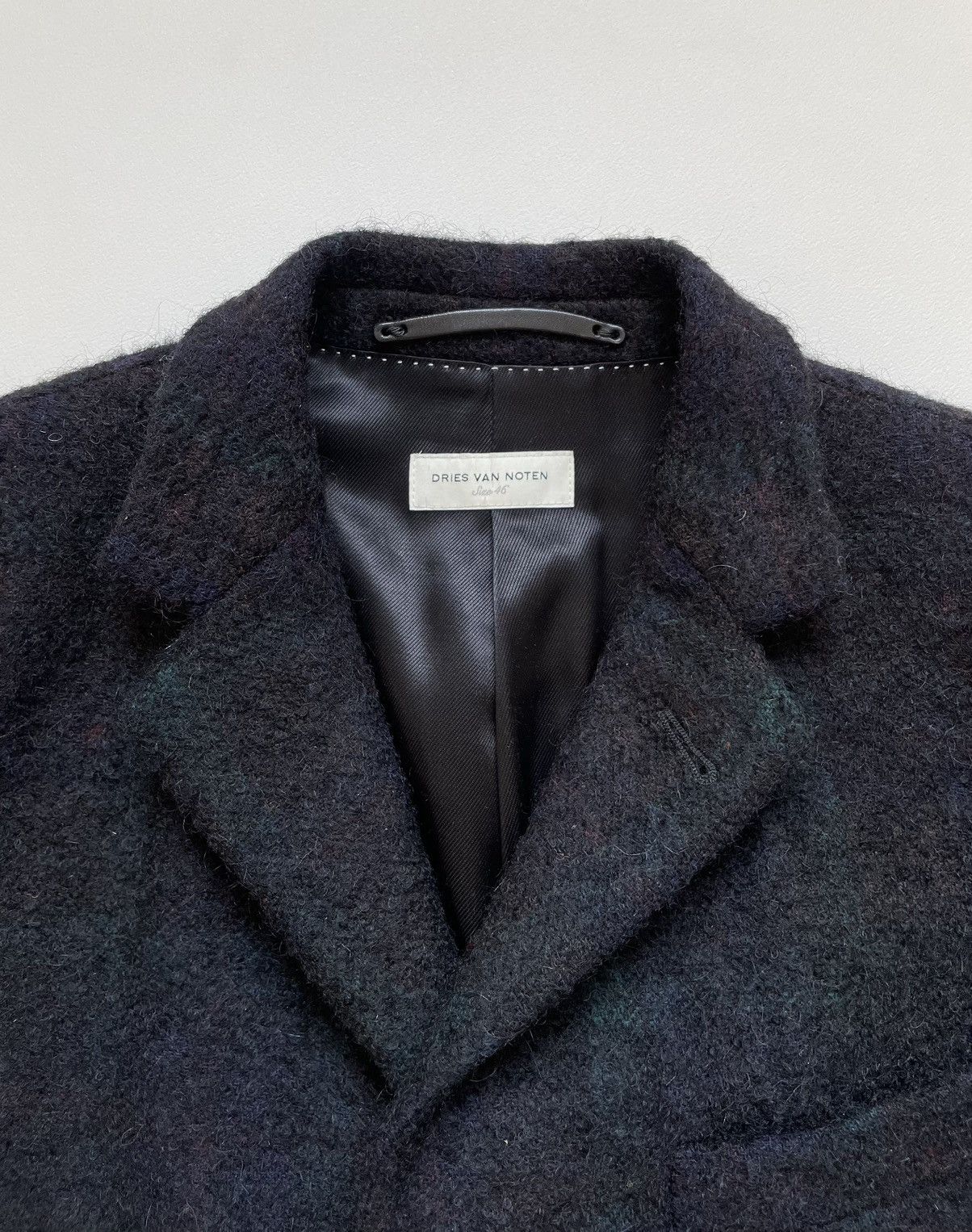 Dries Van Noten Black Boucle Check Wool Overcoat Size US S / EU 44-46 / 1 - 3 Thumbnail