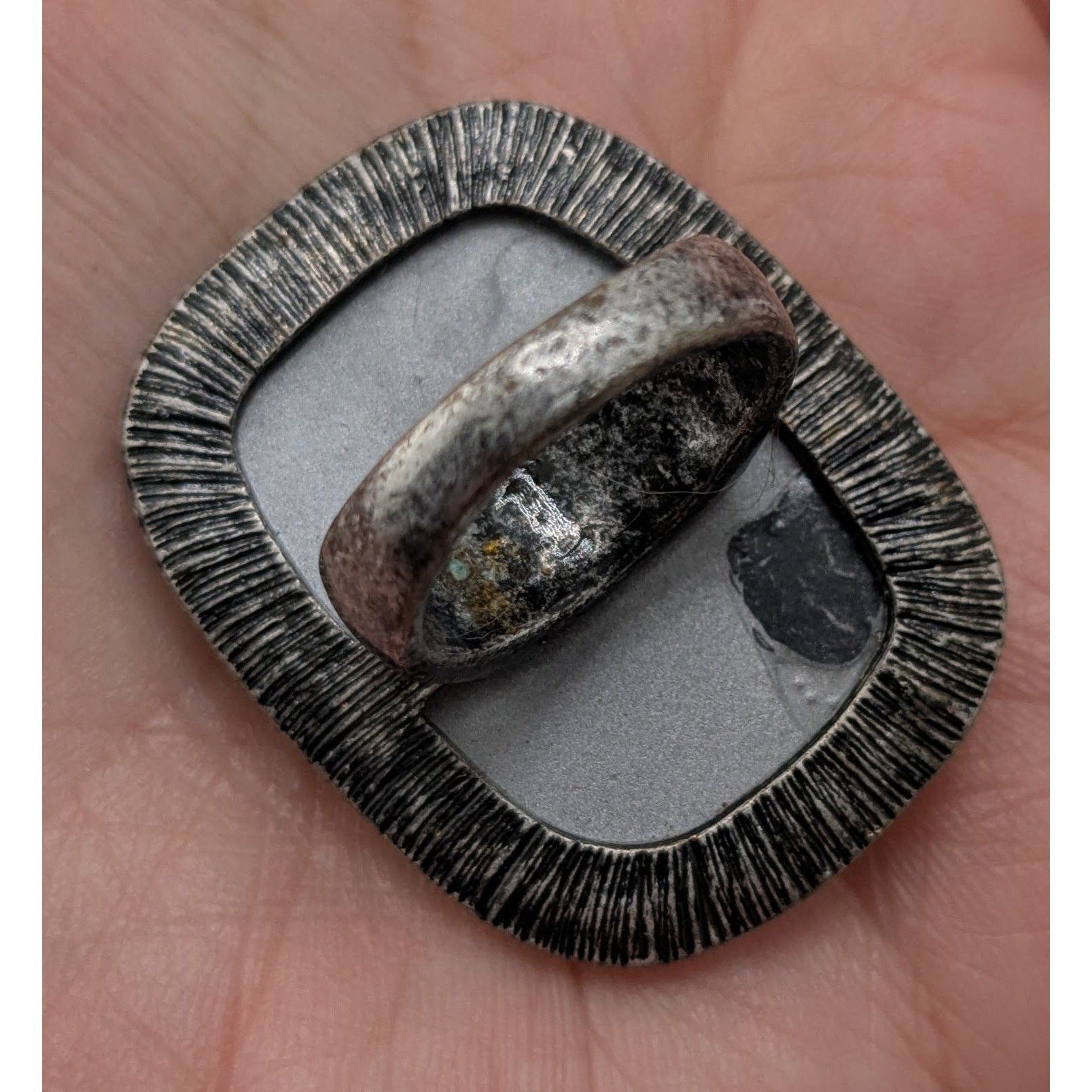 Other Vintage Tiger Stripe Statement Ring With Antiqued Silver-Ton Size ONE SIZE - 9 Thumbnail