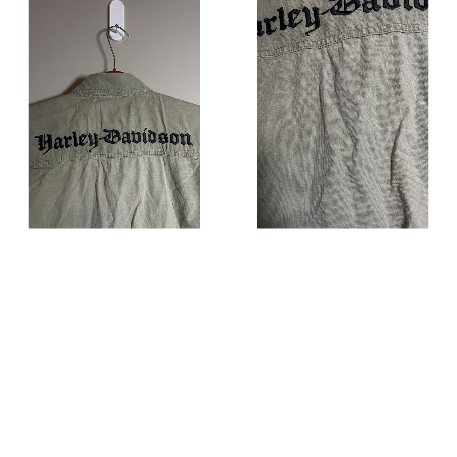 Harley Davidson Harley-Davidson Shirt Mens L Khaki Beige Long Sleeve Button-Up Biker Patch Logo Embroidered Cotton Brown Size US L / EU 52-54 / 3 - 8 Thumbnail