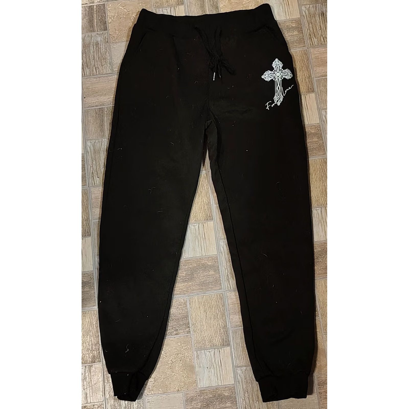 Shein Shein Cross Sweat Pants Mens Regular Black 30 Inseam XS-XL USA 90s Logo Drawstring Cotton-Polyester Fleece Straight Size US 31 - 2 Thumbnail