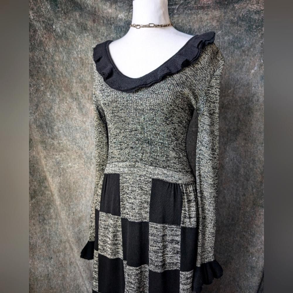 Designer Vintage GENE Wool Blend Checkered Maxi Dress Size M / US 6-8 / IT 42-44 - 4 Thumbnail