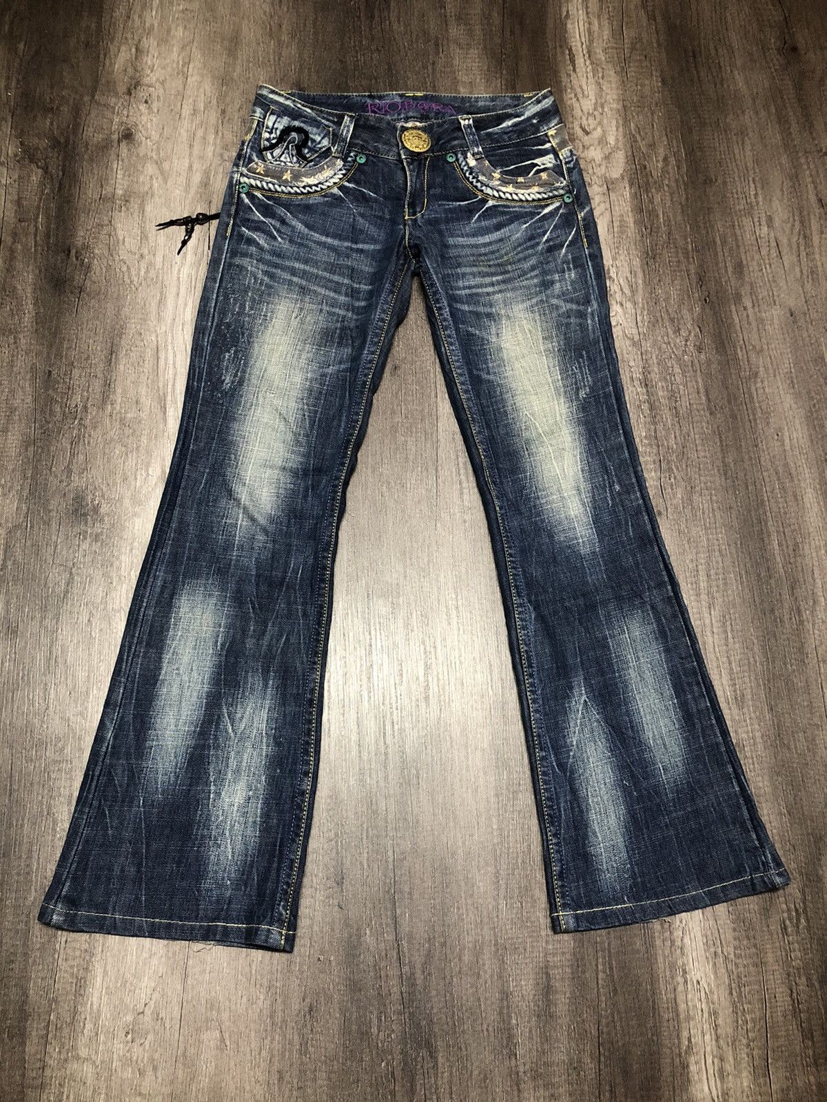 If Six Was Nine × Japanese Brand VINTAGE RIOBERA FLARE JEANS RARE DESIGN UNISEX Size US 30 / EU 46 - 2 Thumbnail