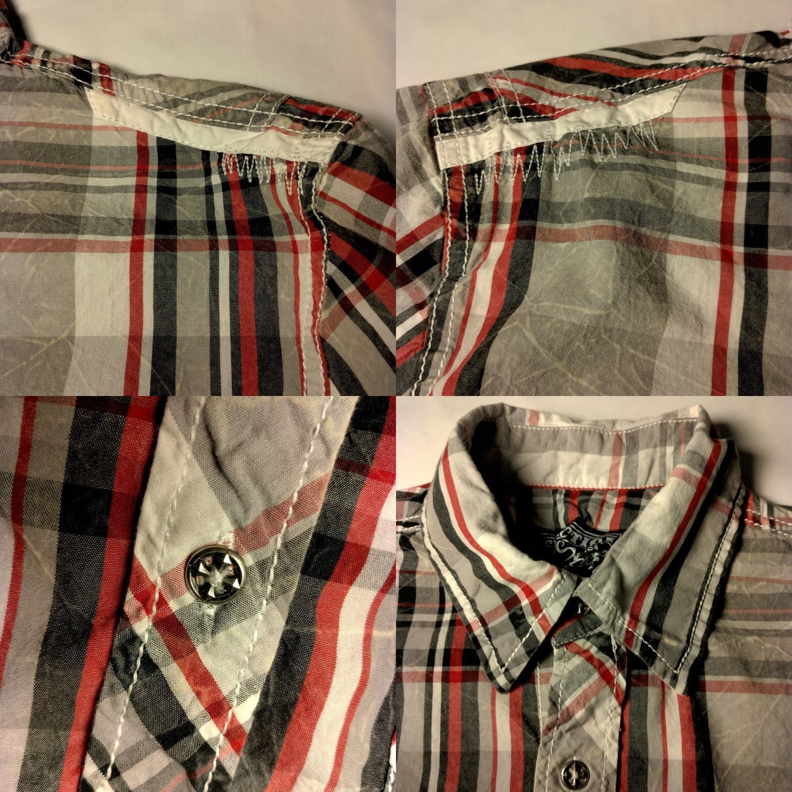 Affliction Affliction Black Premium Shirt Medium Gray Red Black Plaid Button Embroidered Size US M / EU 48-50 / 2 - 10 Thumbnail