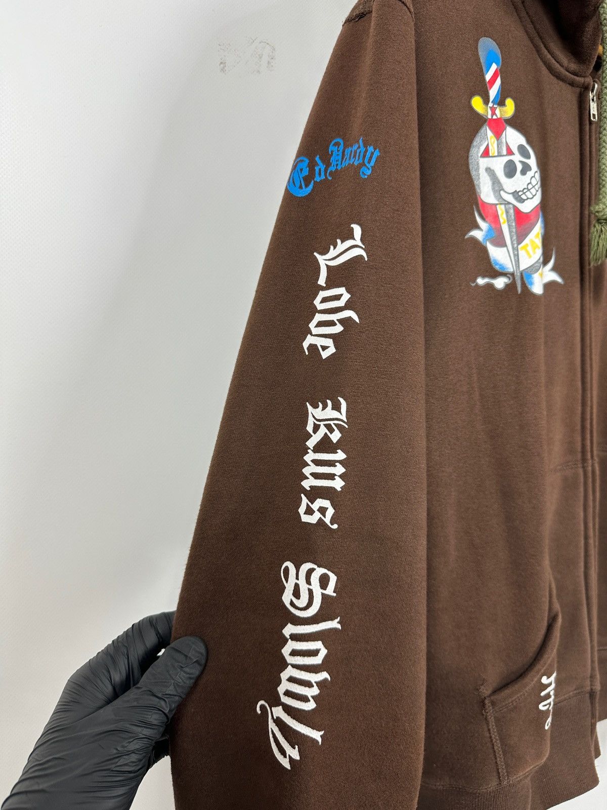 Ed Hardy Vintage Ed Hardy Rhinestones Skull Zip Up Brown Hoodie Size US M / EU 48-50 / 2 - 14 Thumbnail