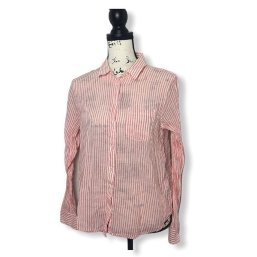 Banana Republic Banana Republic Pink White Striped Button Down Shirt Women’s Size M / US 6-8 / IT 42-44 - 1 Thumbnail