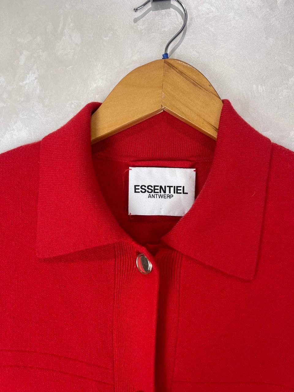Essentiel Antwerp Essentiel Antwerp Red Knit Shirt Dress XS Wool Size XS / US 0-2 / IT 36-38 - 3 Thumbnail