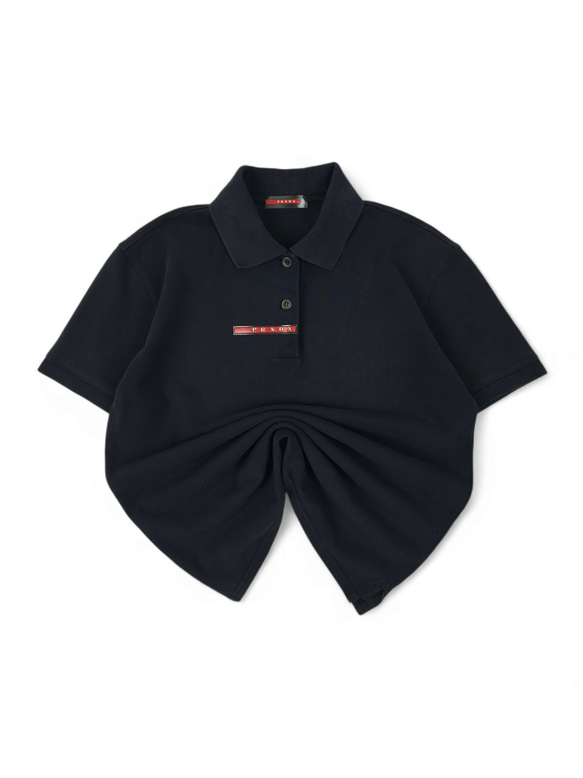 Prada 💎 Vintage Prada Classic Logo Black Polo Shirt Size XS Size M / US 6-8 / IT 42-44 - 1 Thumbnail