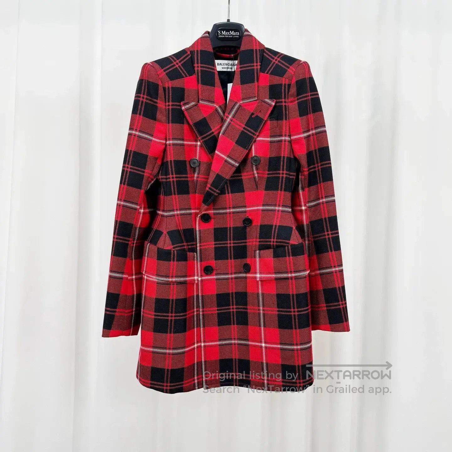 Balenciaga Balenciaga Black Red Plaid Wool Blazer. Size US S / EU 44-46 / 1 - 1 Thumbnail