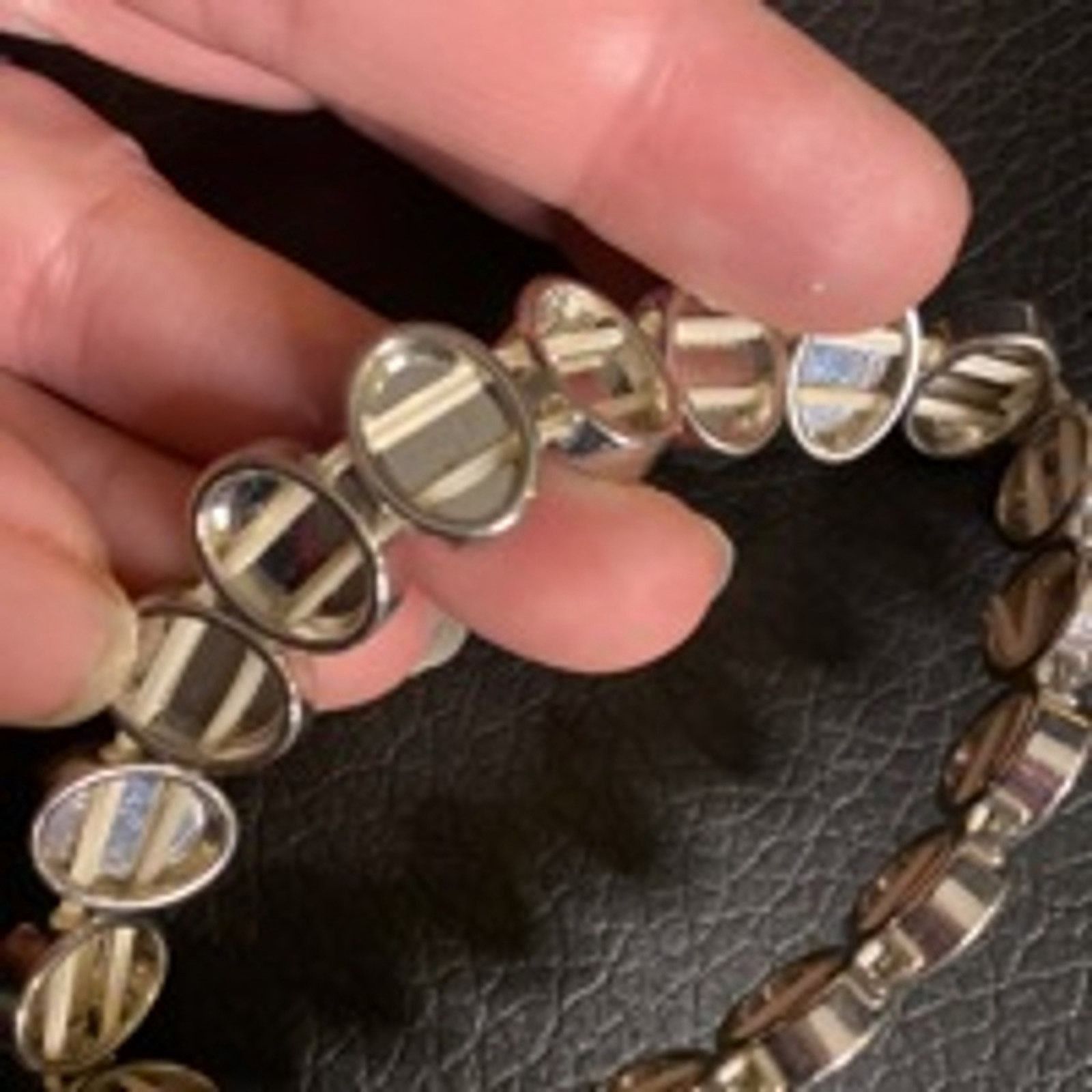 Vintage Mermaidcore Abalone Shell Oval Link Bracelet Silver Tone Size ONE SIZE - 6 Thumbnail