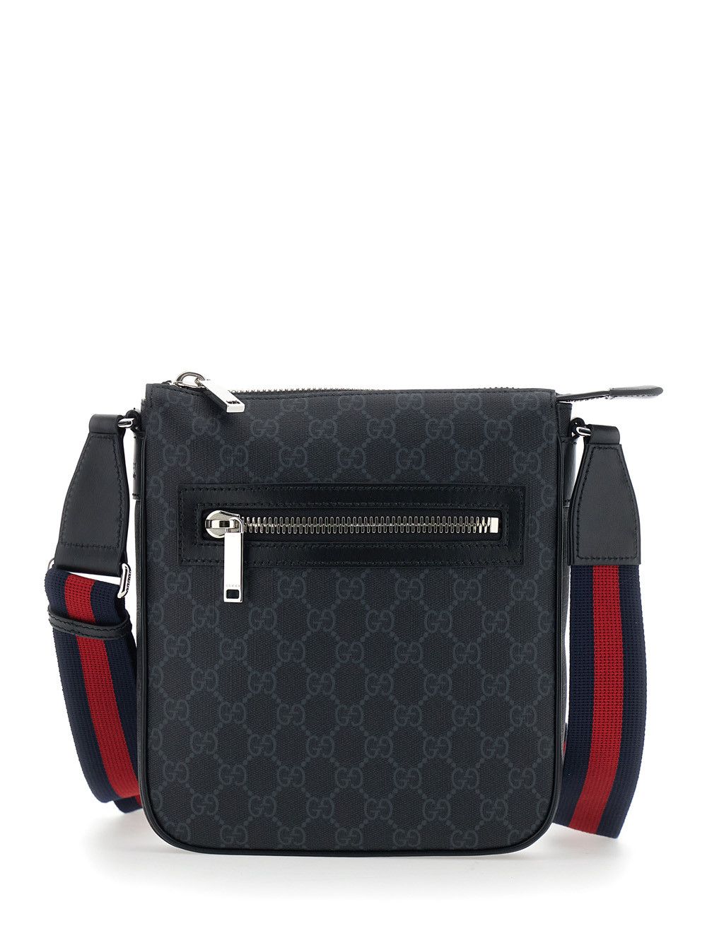 Gucci Black Crossbody Bag with Adjustable Strap with Web Motif and a Zip Pocket on the Front in GG Canvas for Men Size ONE SIZE - 1 Thumbnail