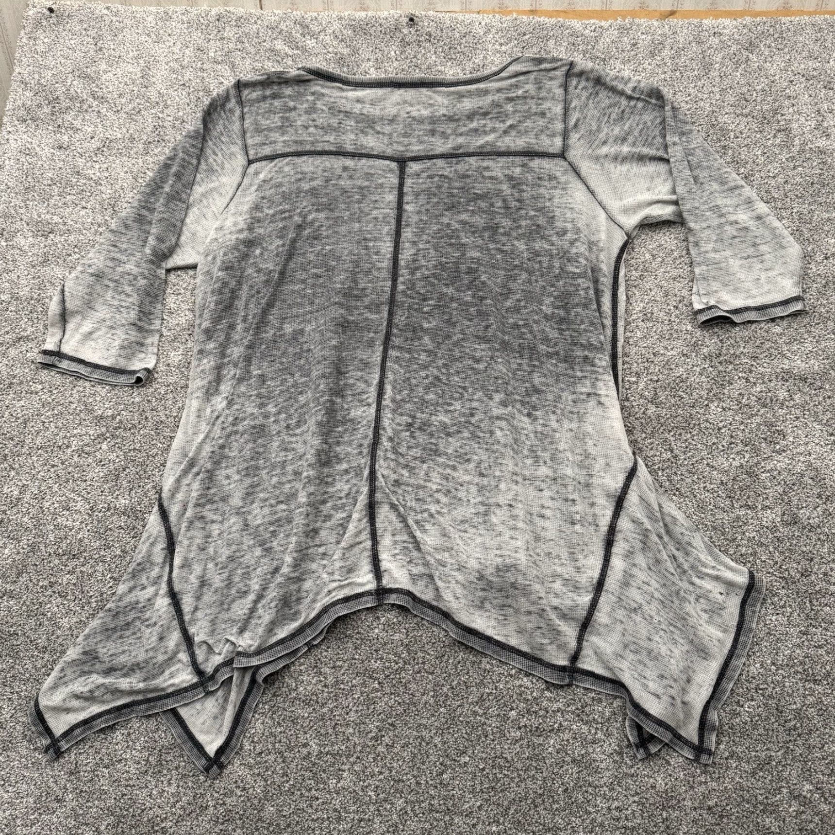 Vintage June & Delancey Top Women 1X Plus Waffle Knit Asymmetrical Boho Grunge Lagenlook Size XL / US 12-14 / IT 48-50 - 6 Thumbnail