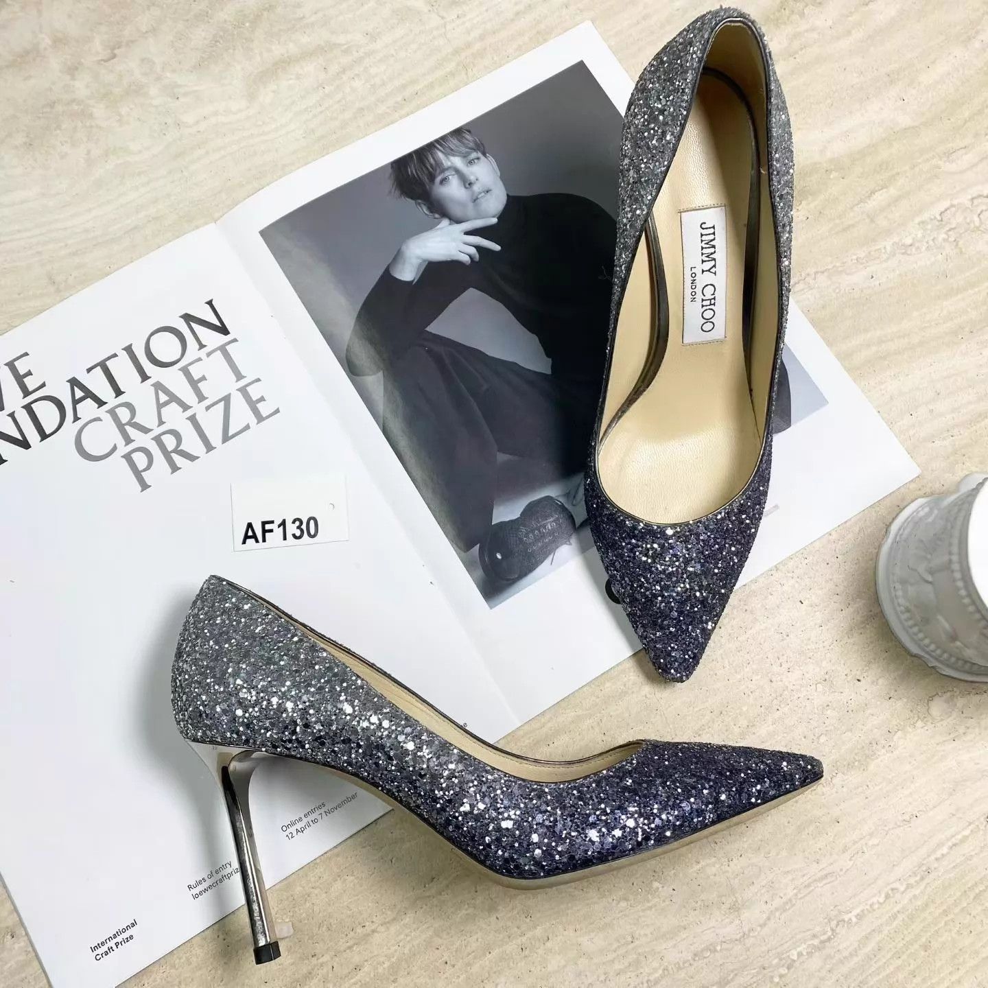 Jimmy Choo Jimmy Choo ROMY gradient glitter 8.5cm heels 37 Size US 6.5 / IT 36.5 - 1 Thumbnail