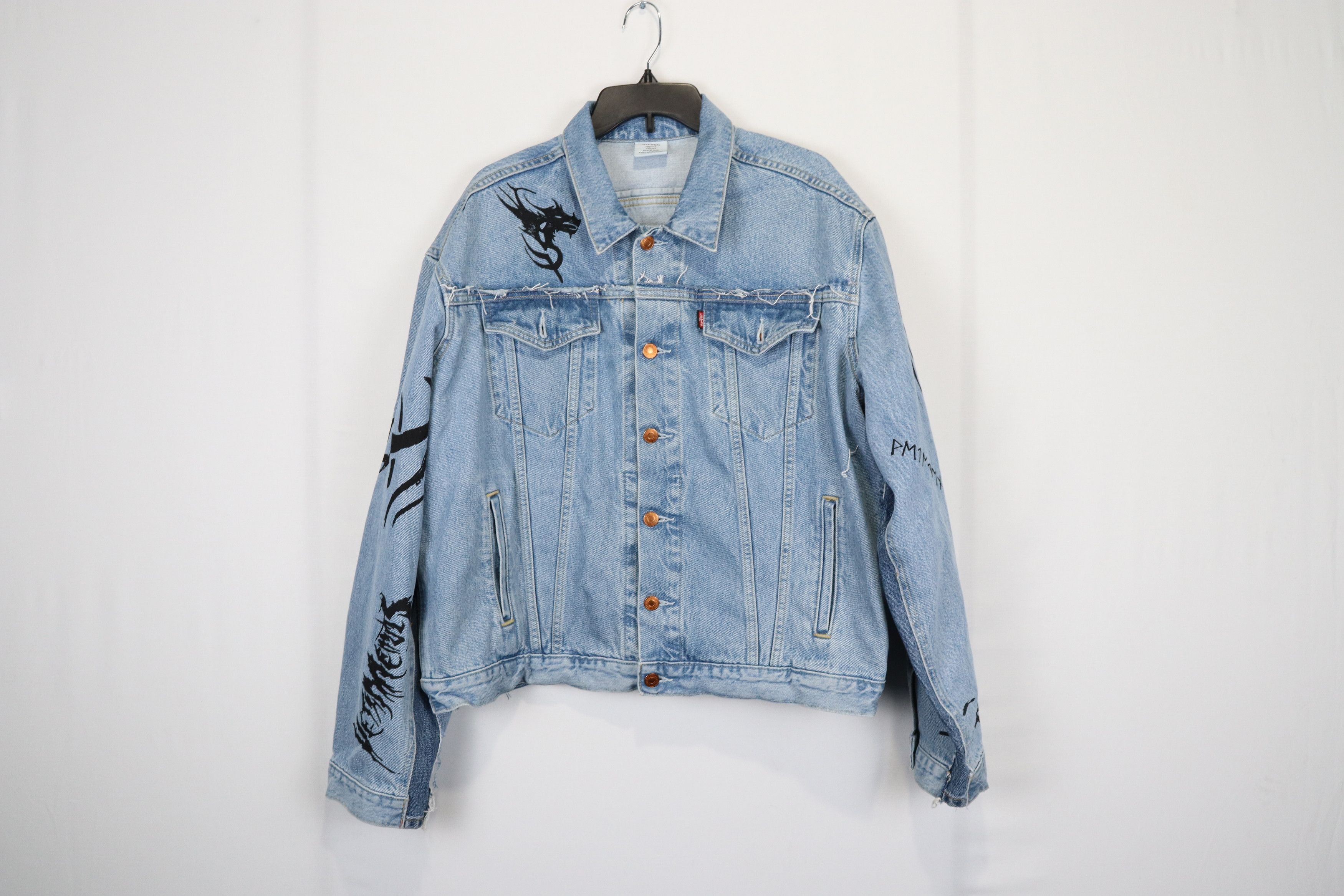 Vetements o1rshd Tribal Logo Denim Jacket in Blue/Black Size US XS / EU 42 / 0 - 2 Thumbnail