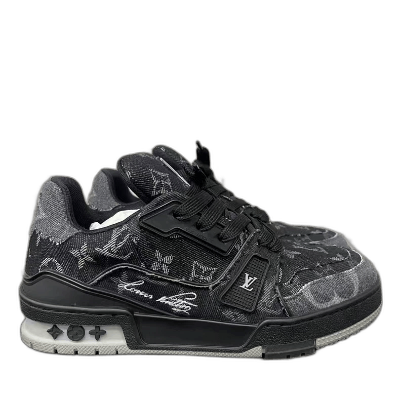 Louis Vuitton Louis Vuitton LV Trainer Black Denim Sneakers -2505 Size US 5 / EU 37 - 1 Thumbnail