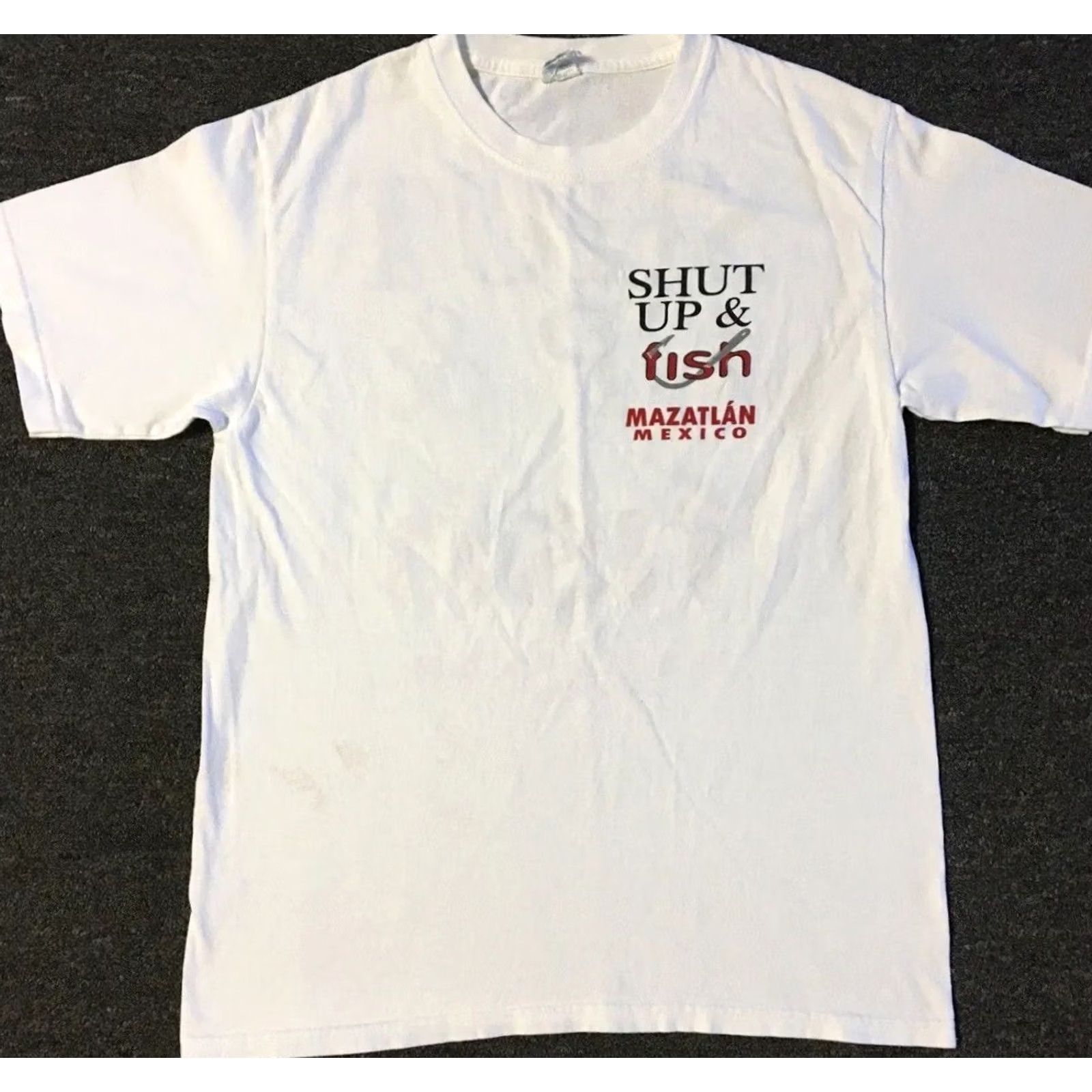 Vintage VINTAGE Mexico Shut Up & Fish Faded Shirt S M White 80s 90s Joke Humor Fishing Grunge T-Shirt Mens Size US S / EU 44-46 / 1 - 2 Thumbnail