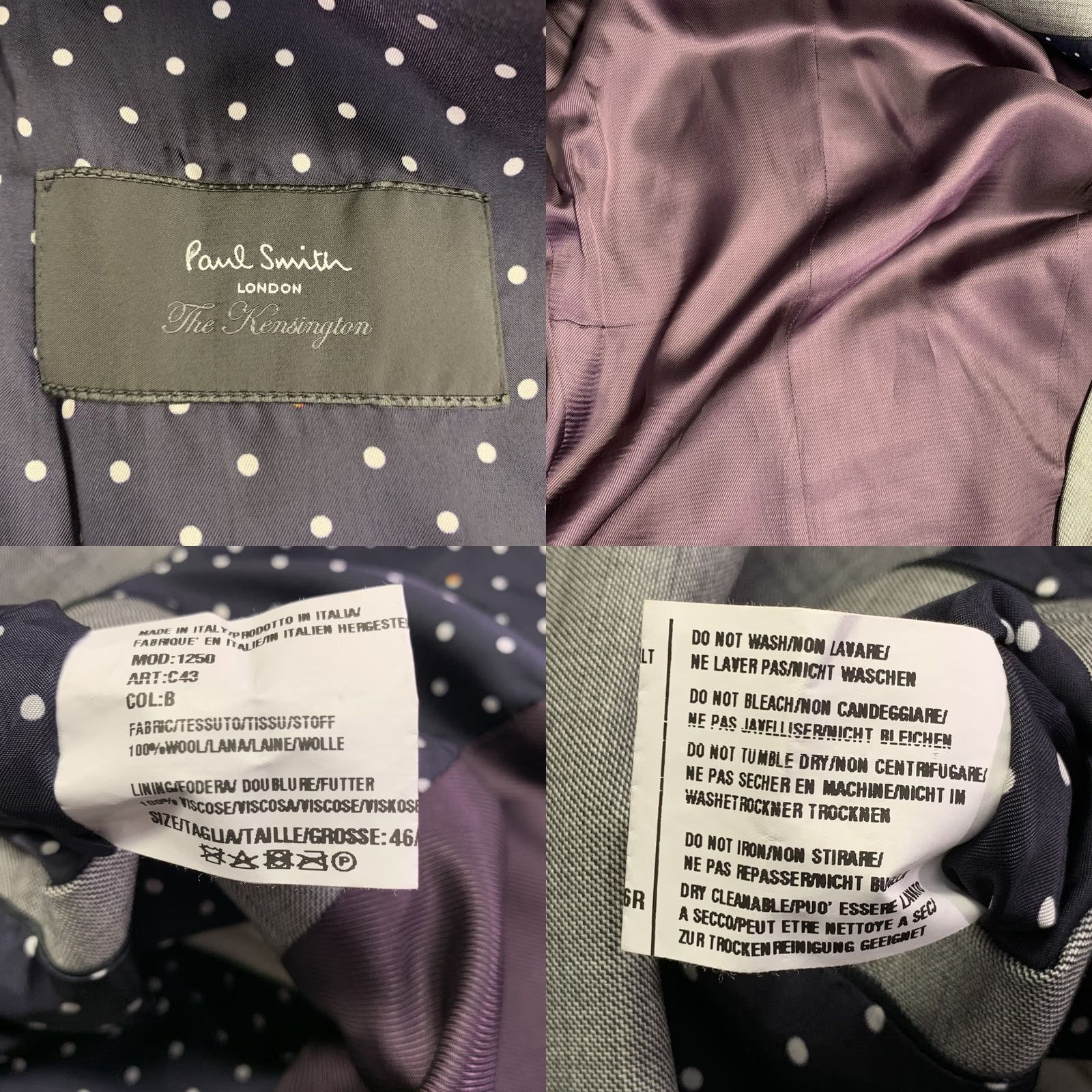 Paul Smith PAUL SMITH The Kensington Suit Regular Size 46 Grey Wool Slim Fit Notch Lapel Size 46R - 8 Thumbnail