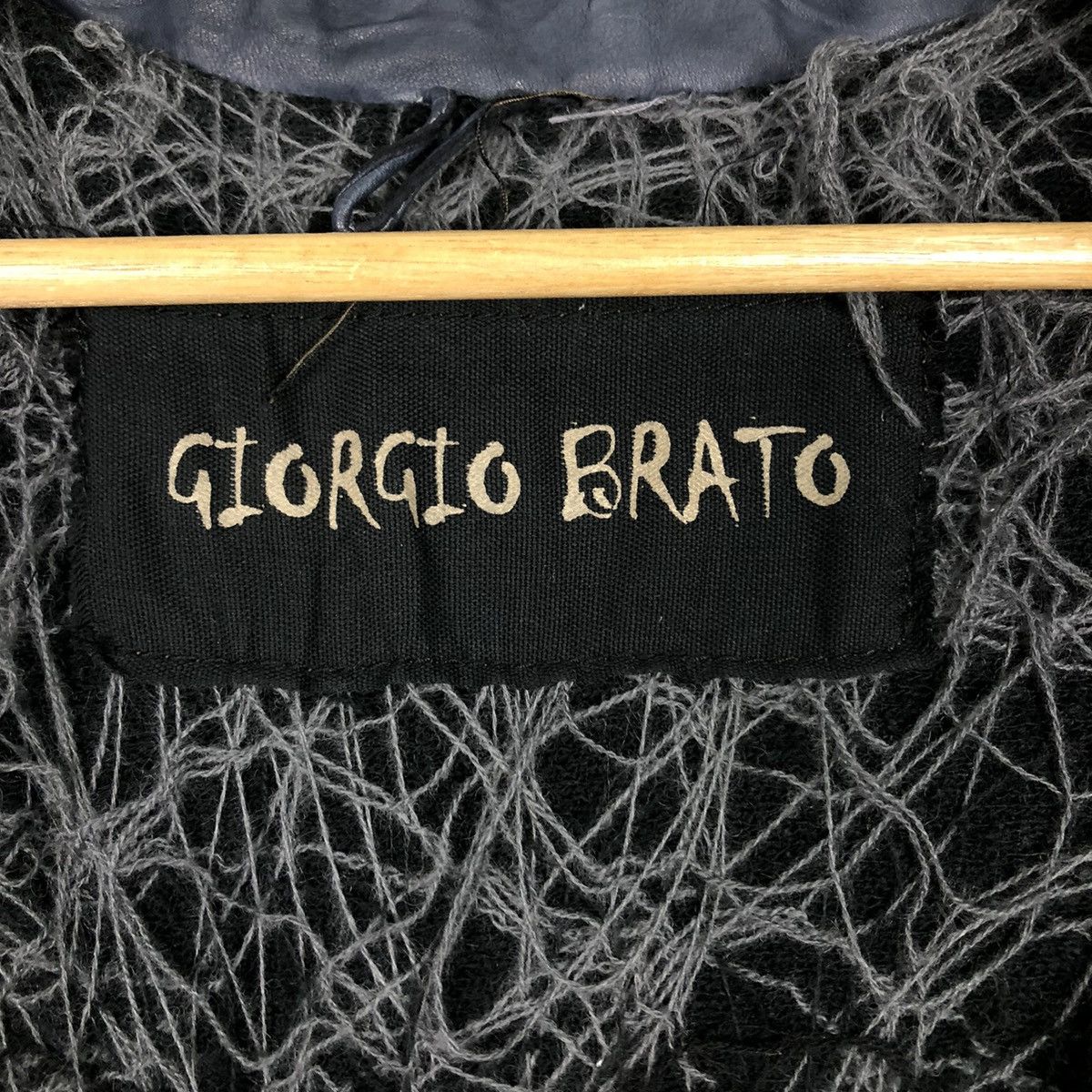 Giorgio Brato 🔥Vtg Cropped Leather Jacket Biker Wool Blanket Giorgi Brato Size US S / EU 44-46 / 1 - 16 Thumbnail