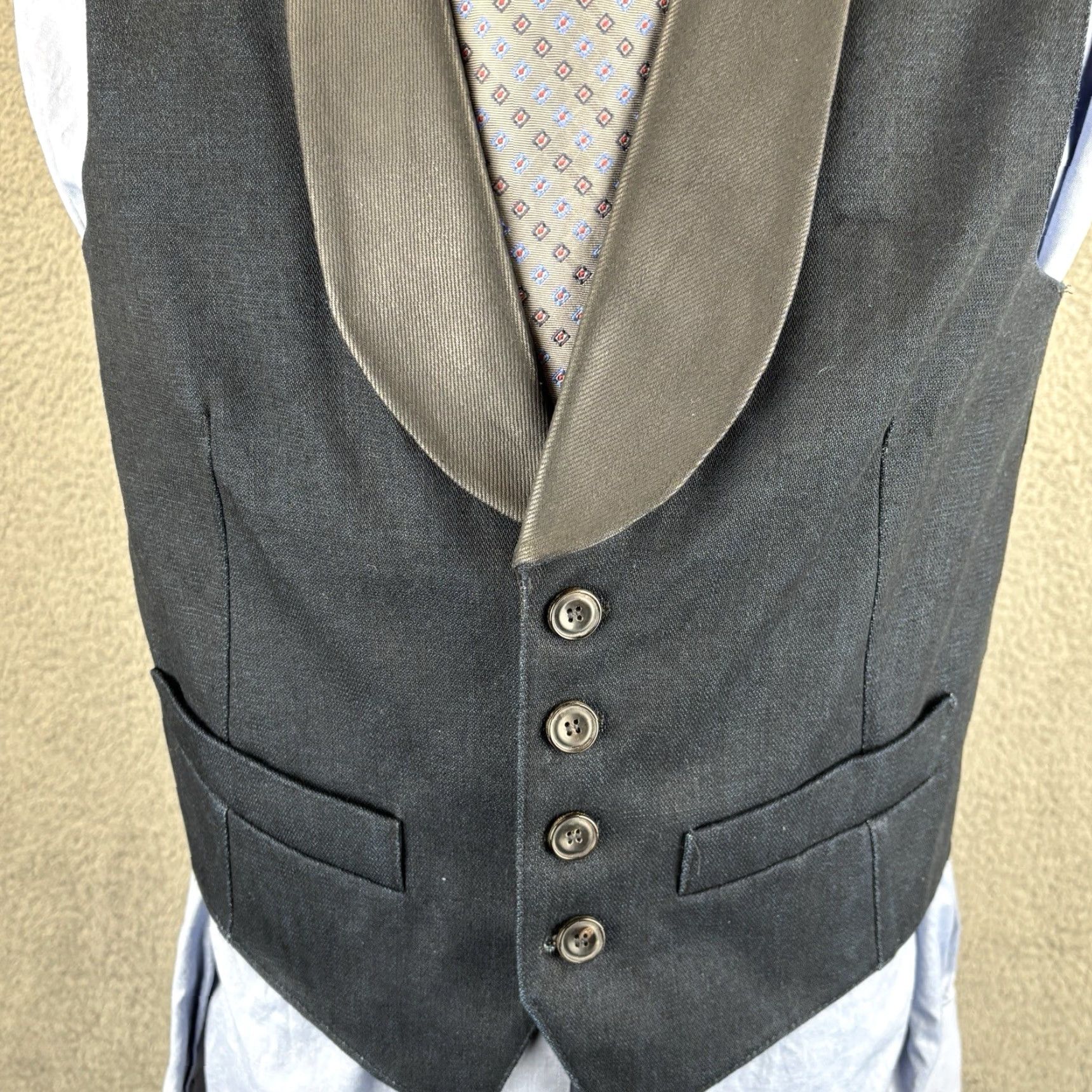 Nudie Jeans Nudie Jeans Vest Men's Medium Navy Black Denim Waistcoat Wedding Party 4 Button Size US 31 - 2 Thumbnail