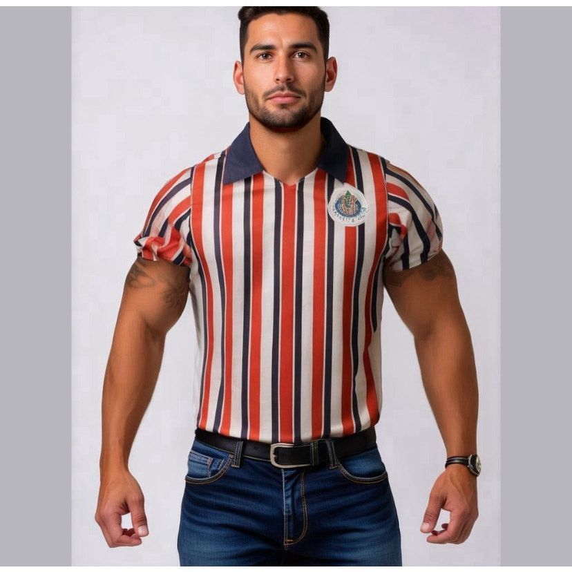 Vintage Chivas de Guadalajara Red White Striped Soccer Jersey M Size US M / EU 48-50 / 2 - 6 Thumbnail