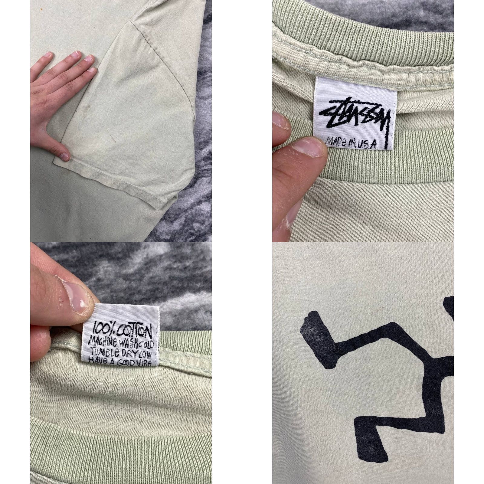 Logo 7 VINTAGE Stussy T-Shirt Men Size M Green Logo Short Sleeve Crew Neck United States Made USA Stickman Lombok Big Logo Size US M / EU 48-50 / 2 - 10 Thumbnail