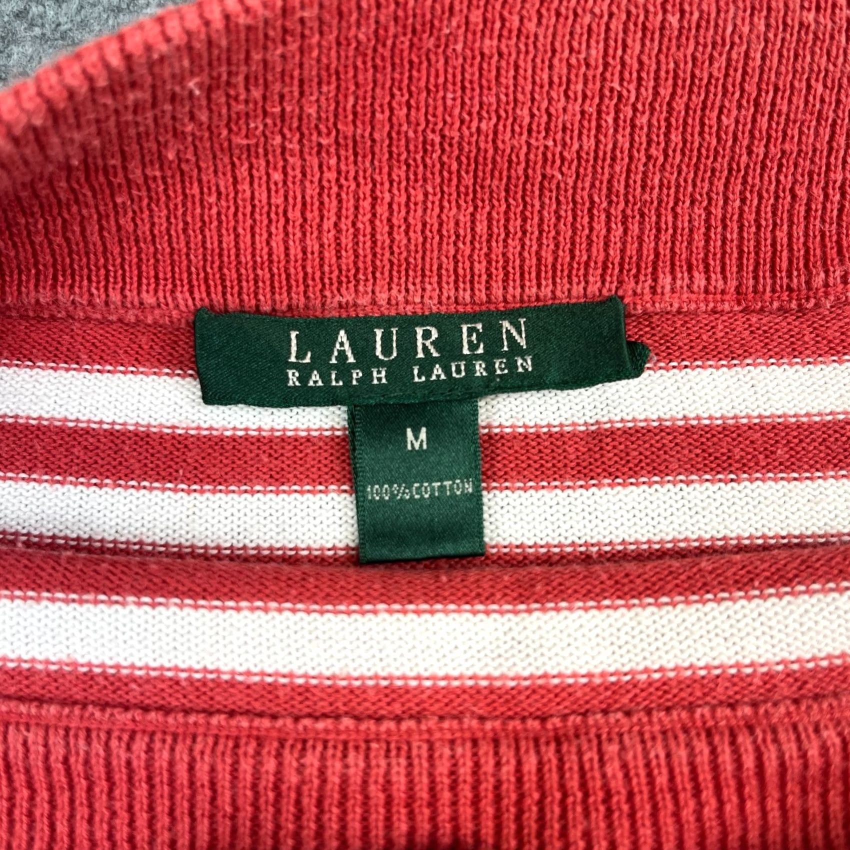Ralph Lauren Lauren Ralph Lauren Stripe Knit Top Boat Neck Gold Toggle Red White Medium Womens Size M / US 6-8 / IT 42-44 - 4 Thumbnail