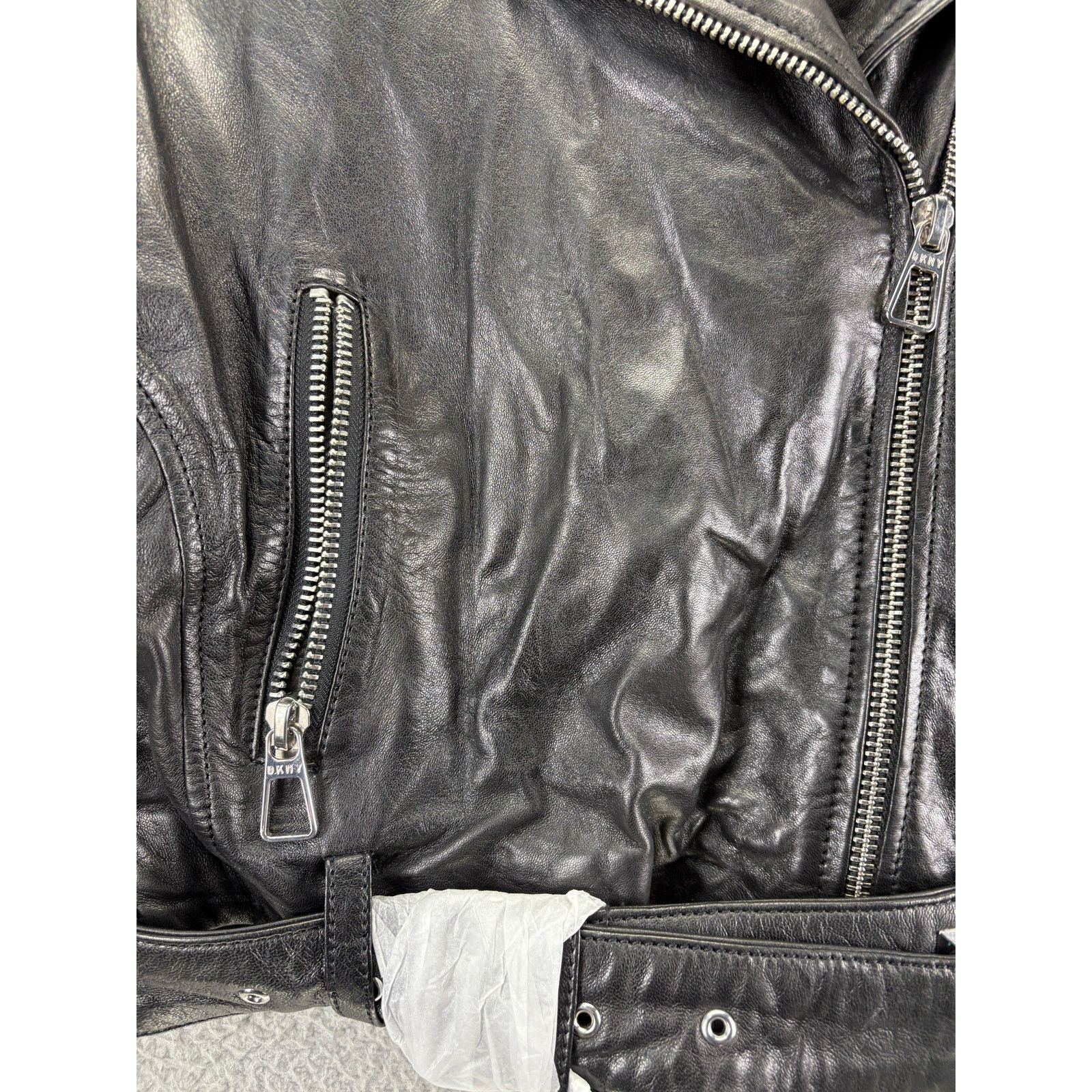 DKNY DKNY Moto Jacket Studded 100% Sheep Genuine Leather Womens S Size S / US 4 / IT 40 - 4 Thumbnail