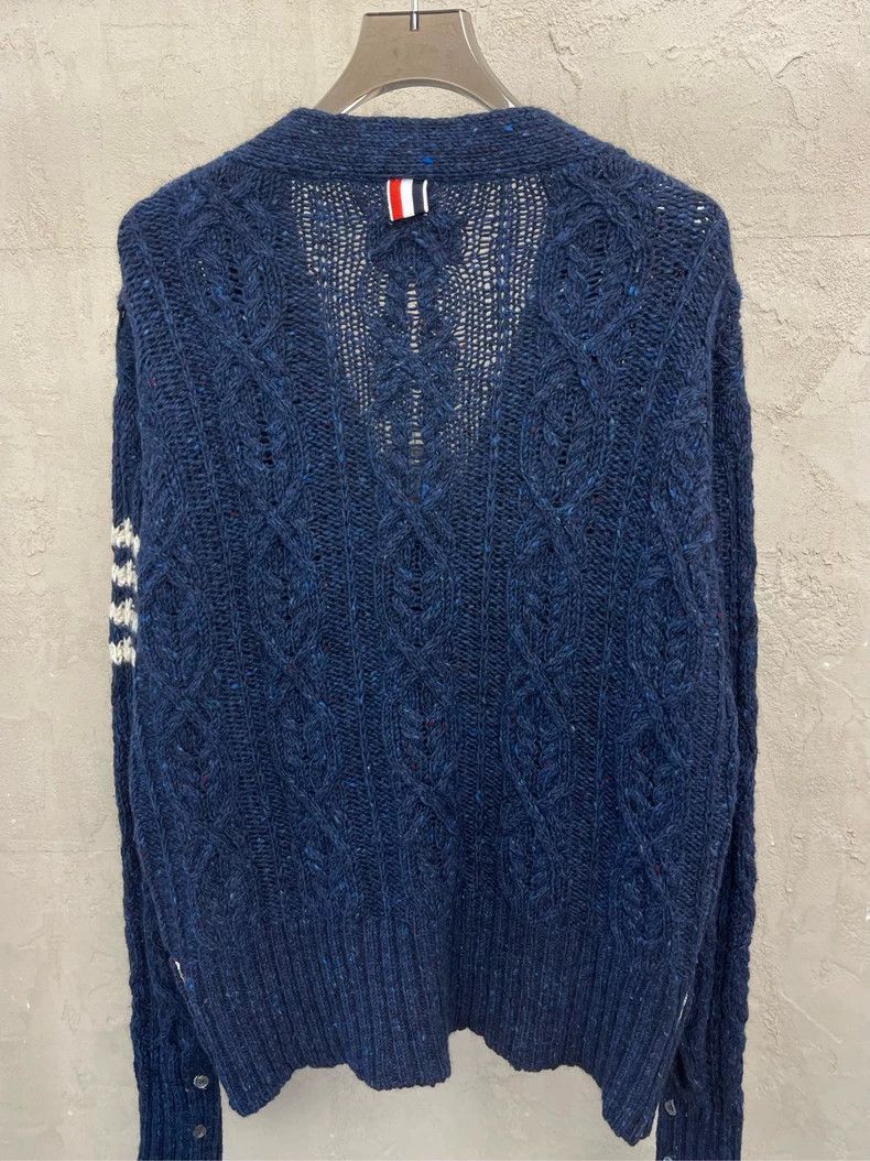 Thom Browne Thom browne Dark blue four-striped wool horsehair knitted c Size US XL / EU 56 / 4 - 4 Thumbnail