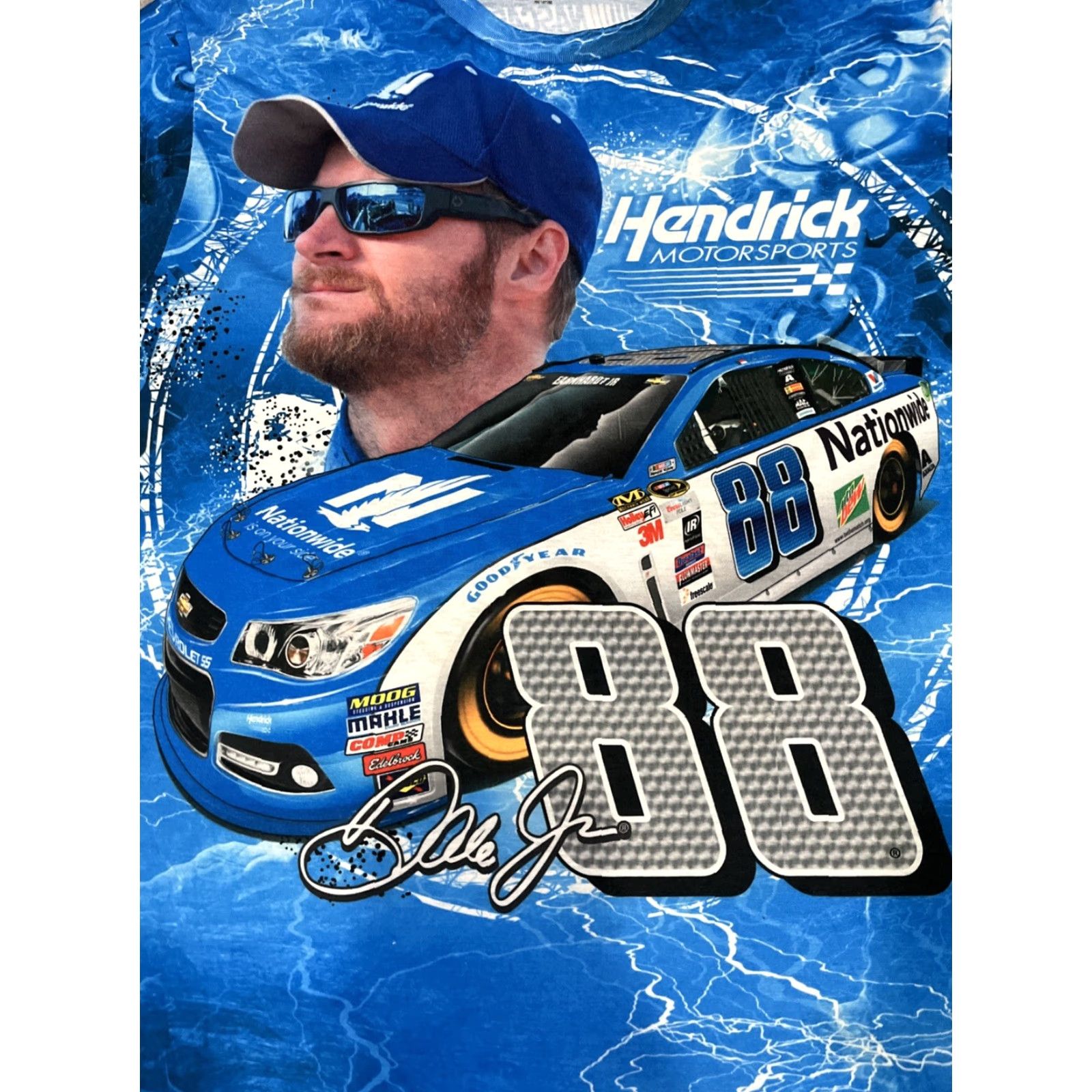 NASCAR Hendrick Motorsports Shirt Men L AOP #88 Dale Earnhardt Jr. NASCAR Nationwide Blue Graphic Print Crew Neck Short Sleeve Size US L / EU 52-54 / 3 - 2 Thumbnail