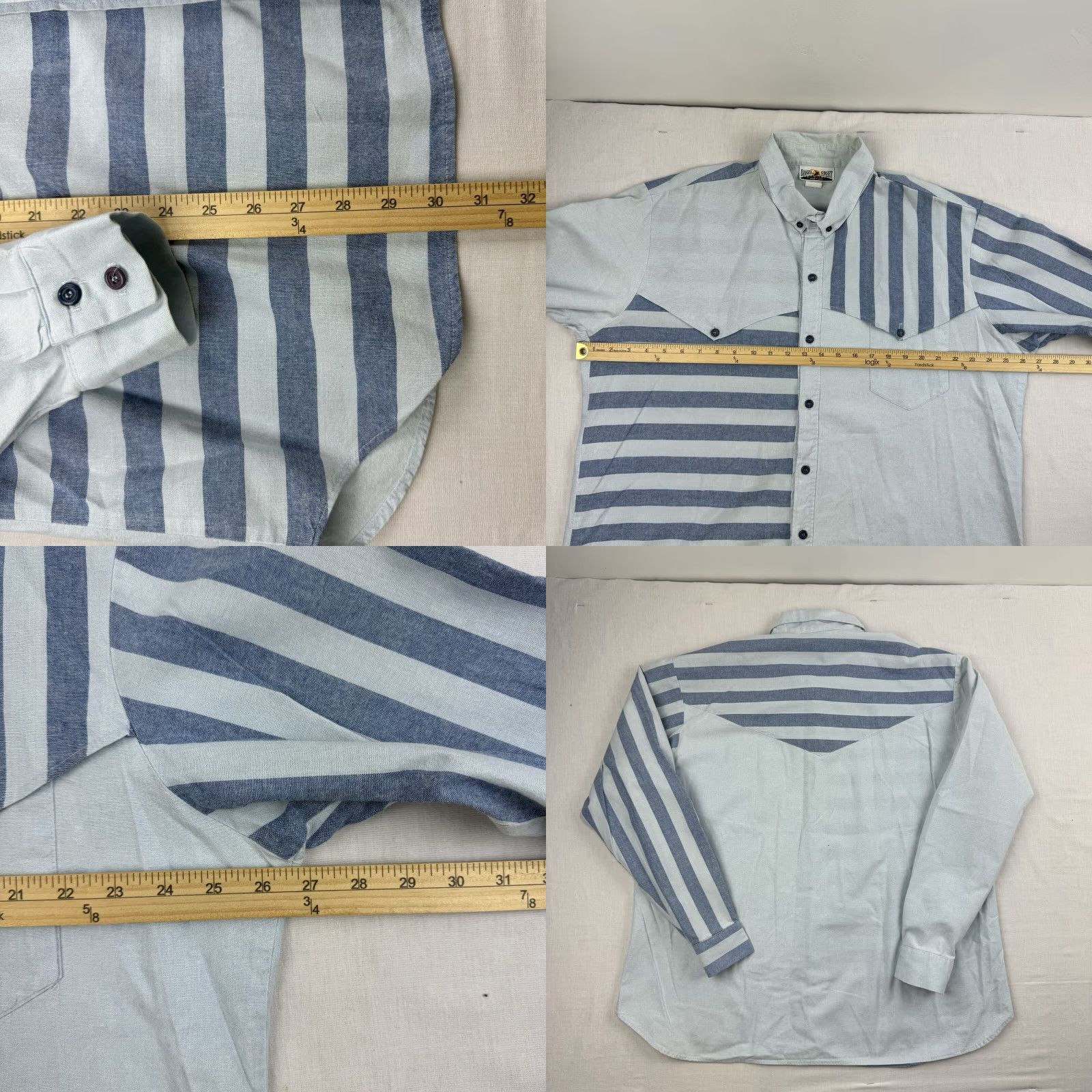 Vintage VINTAGE Dakota Sunset Western Button Up Shirt Adult 2XL Blue Striped Cowboy 80s Mens Size US XXL / EU 58 / 5 - 8 Thumbnail